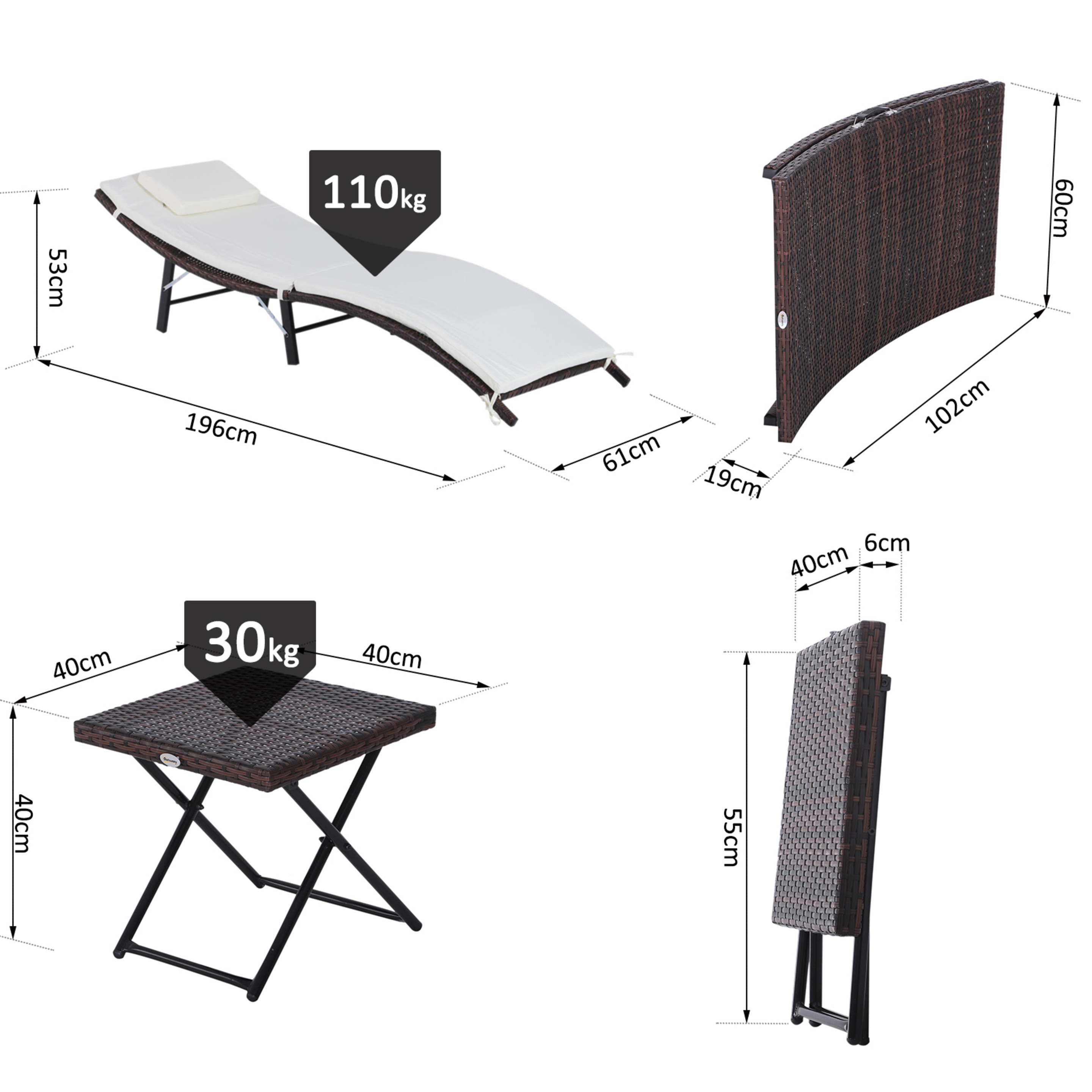 2 Tumbonas Y Mesa Outsunny 862-017