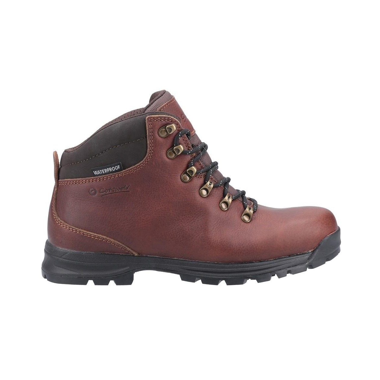 Mens Lace Up Leather Hiking Boot Cotswold Kingsway - marron - 