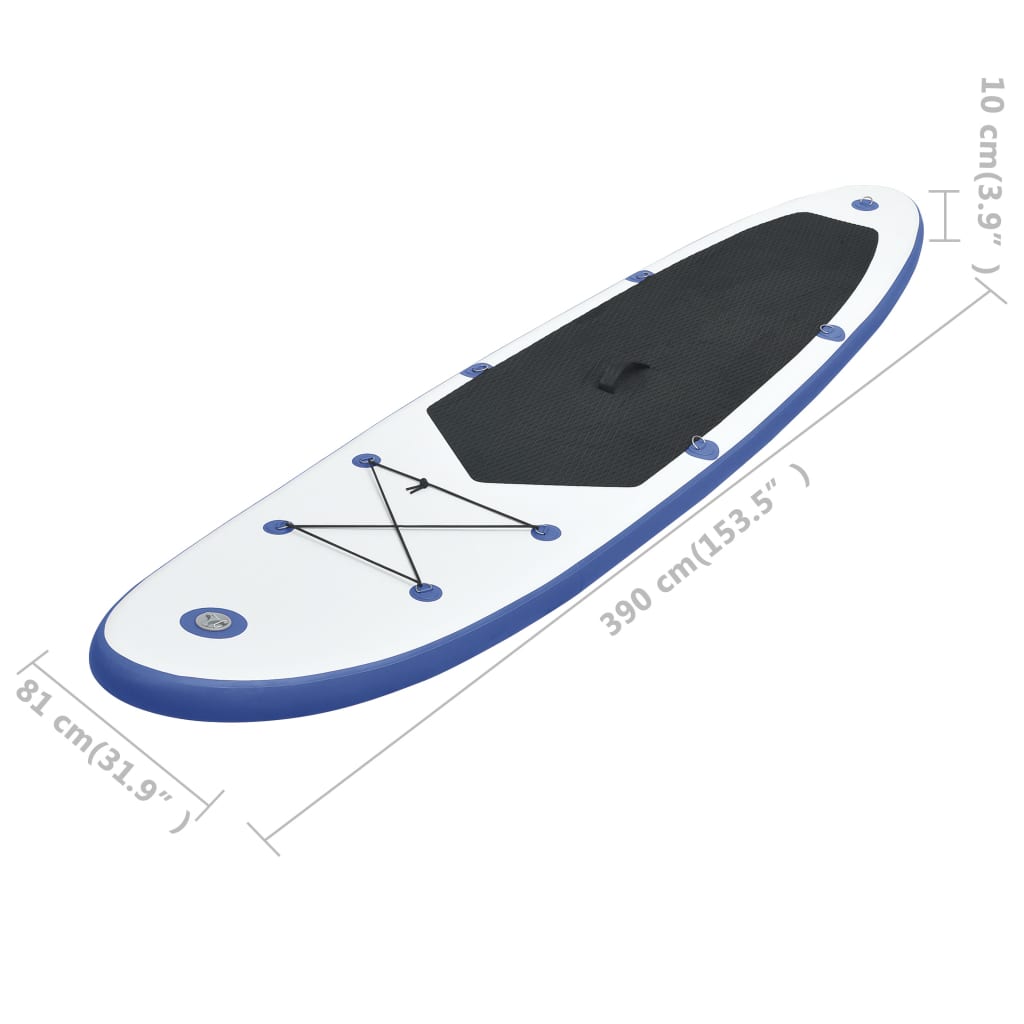 Vidaxl Set De Tabla Inflable De Paddle Surf Sup Azul Y Blanco 390