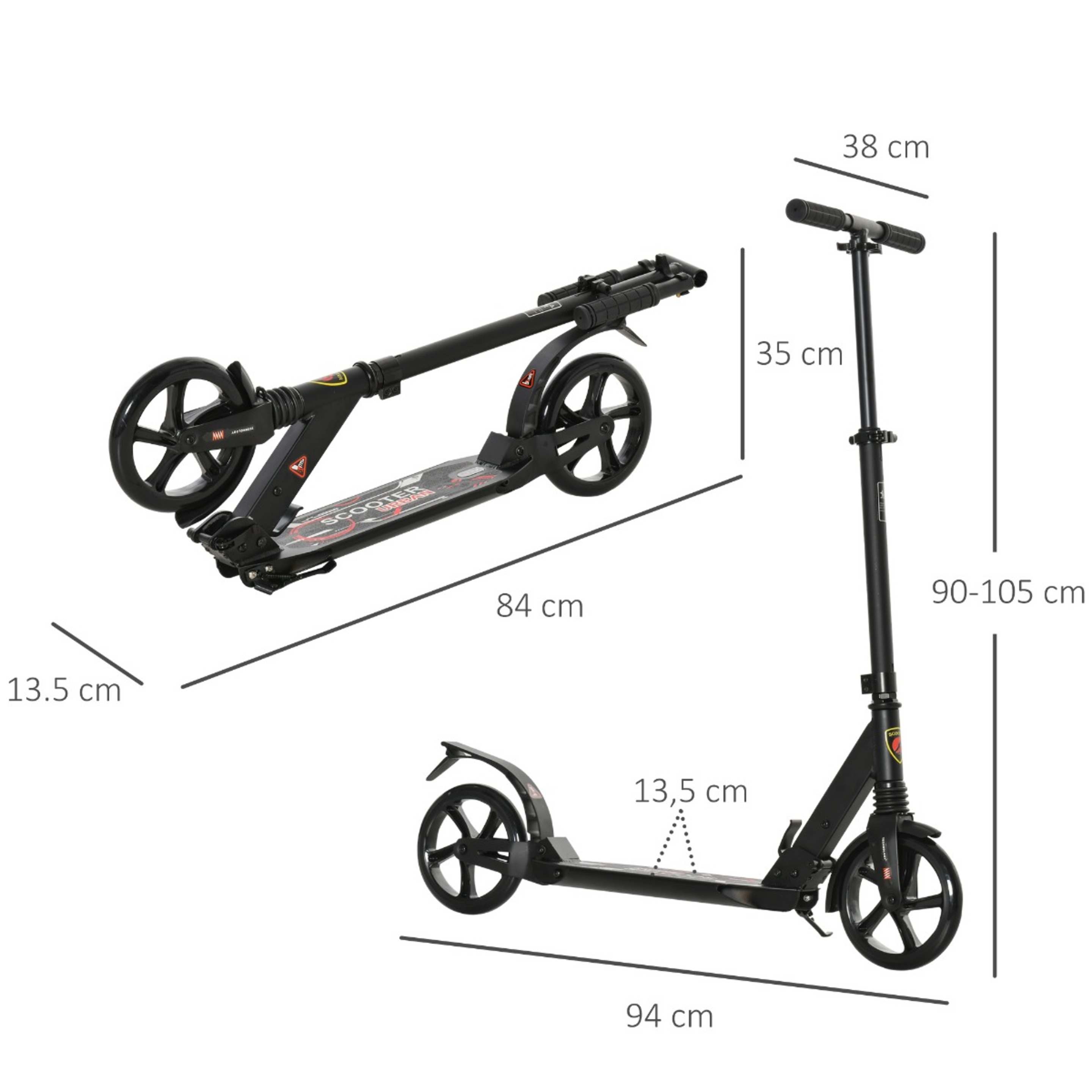 Trotinete Dobrável Homcom Aa1-060bk