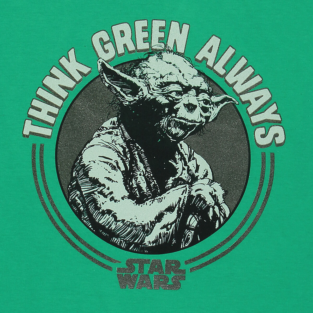 Camiseta De Manga Corta Star Wars Yoda Think Green - Camiseta De Manga Corta  MKP