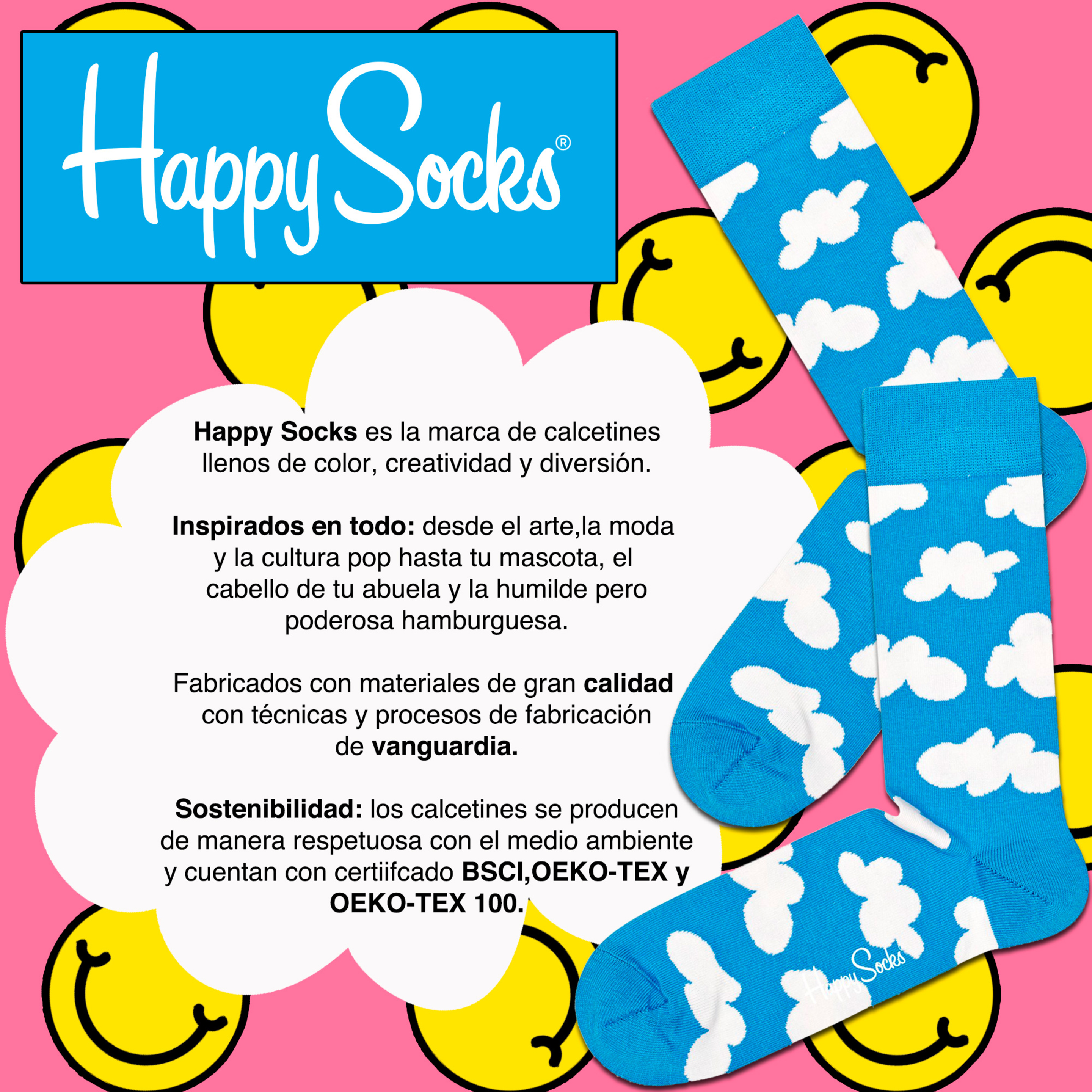 Par De Calcetines Happy Socks Under The Clouds - multicolor - 