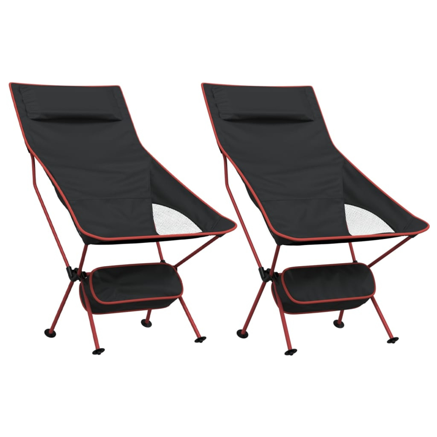 Sillas De Camping Plegables 2 Uds Tela Oxford Y Aluminio Vidaxl - negro-rojo - 