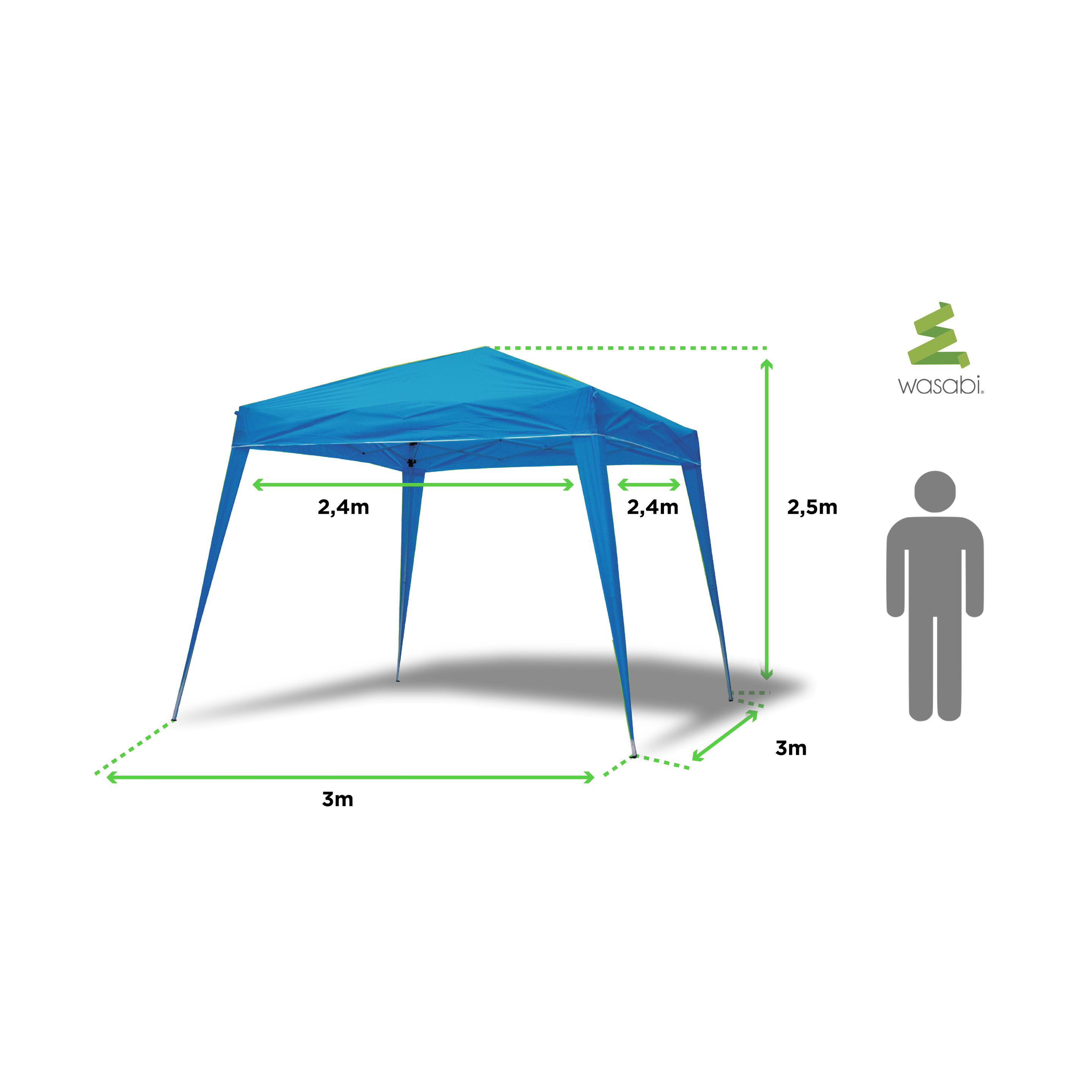 Carpa Wasabi Compact 3x3m De Aluminio Plegable Azul