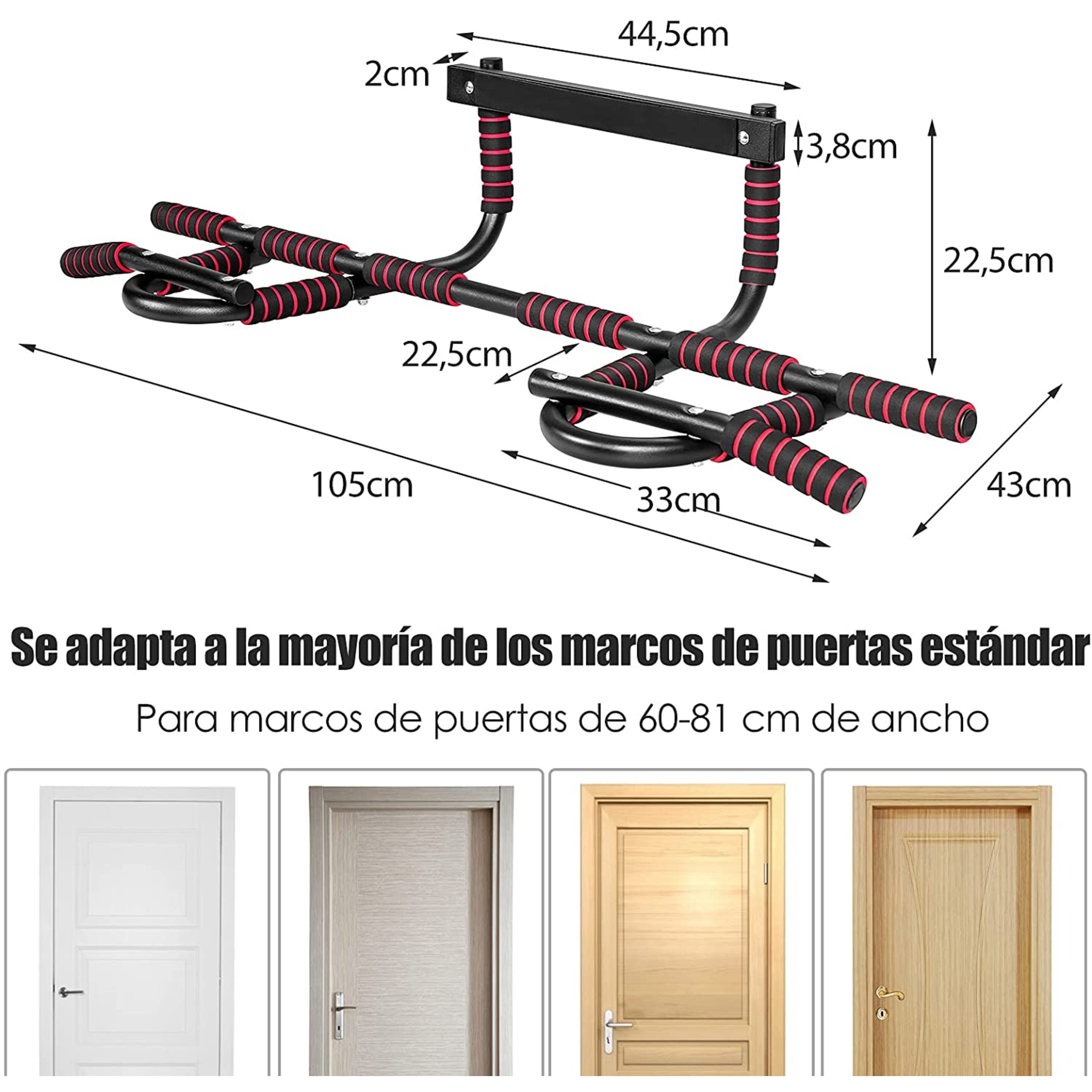 Barra De Tracción Para Puerta Barra De Dominadas Multifuncional Carga 136kg Costway