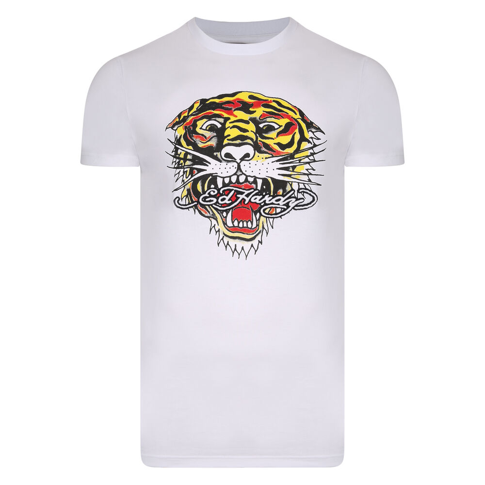 Camisetas Ed Hardy Tiger Mouth Graphic T-shirt White | Sport Zone MKP