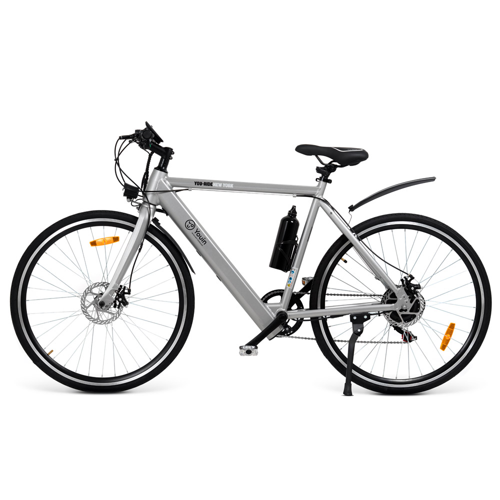 Bicicleta Eléctrica Youin New York 35km Autonomía, Shimano 6 Vel, Pantalla Lcd - gris - 