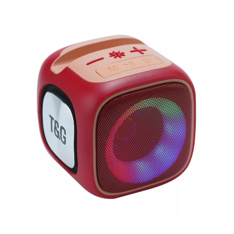 Altavoz Bluetooth Smartek Con Iluminación Rgb, Tarjeta Tf Y Radio Fm - rojo - 