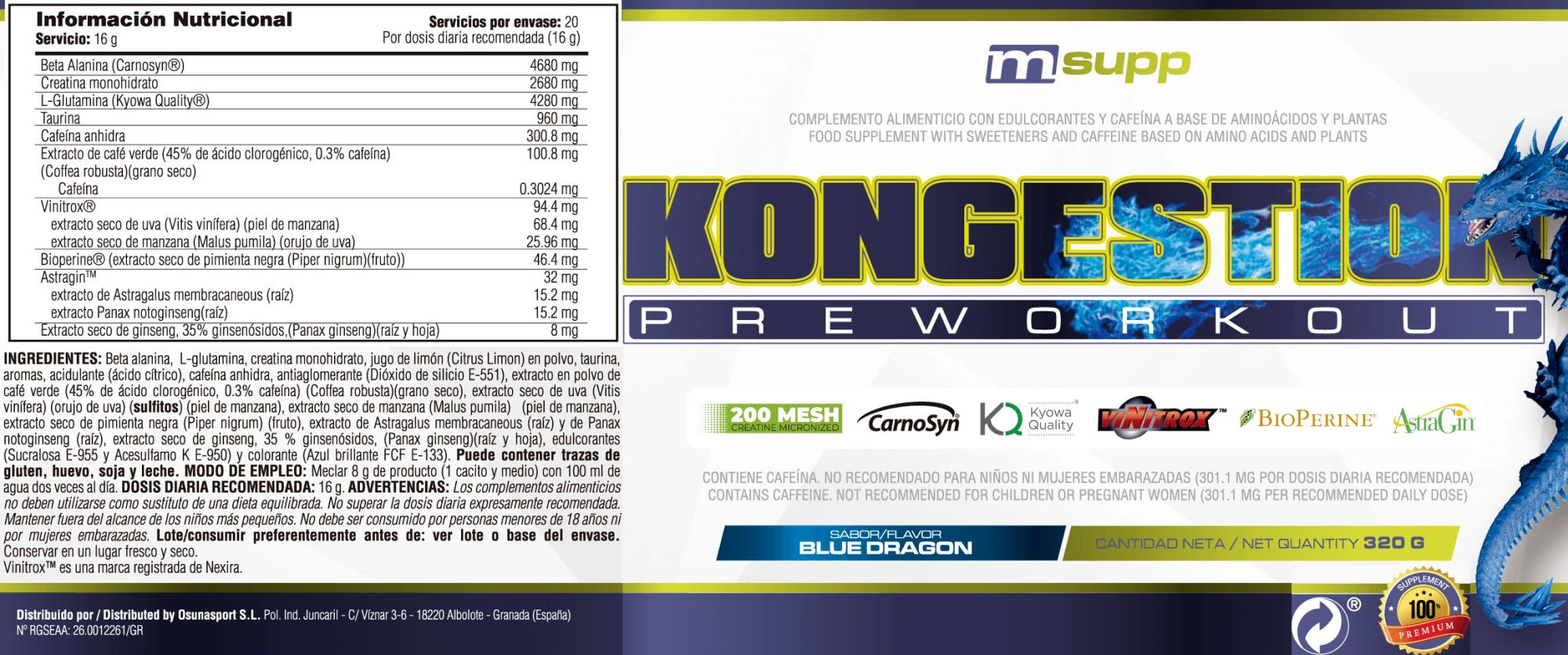 Kongestion Preworkout - 320g De Mm Supplements Sabor Blue Dragon  MKP