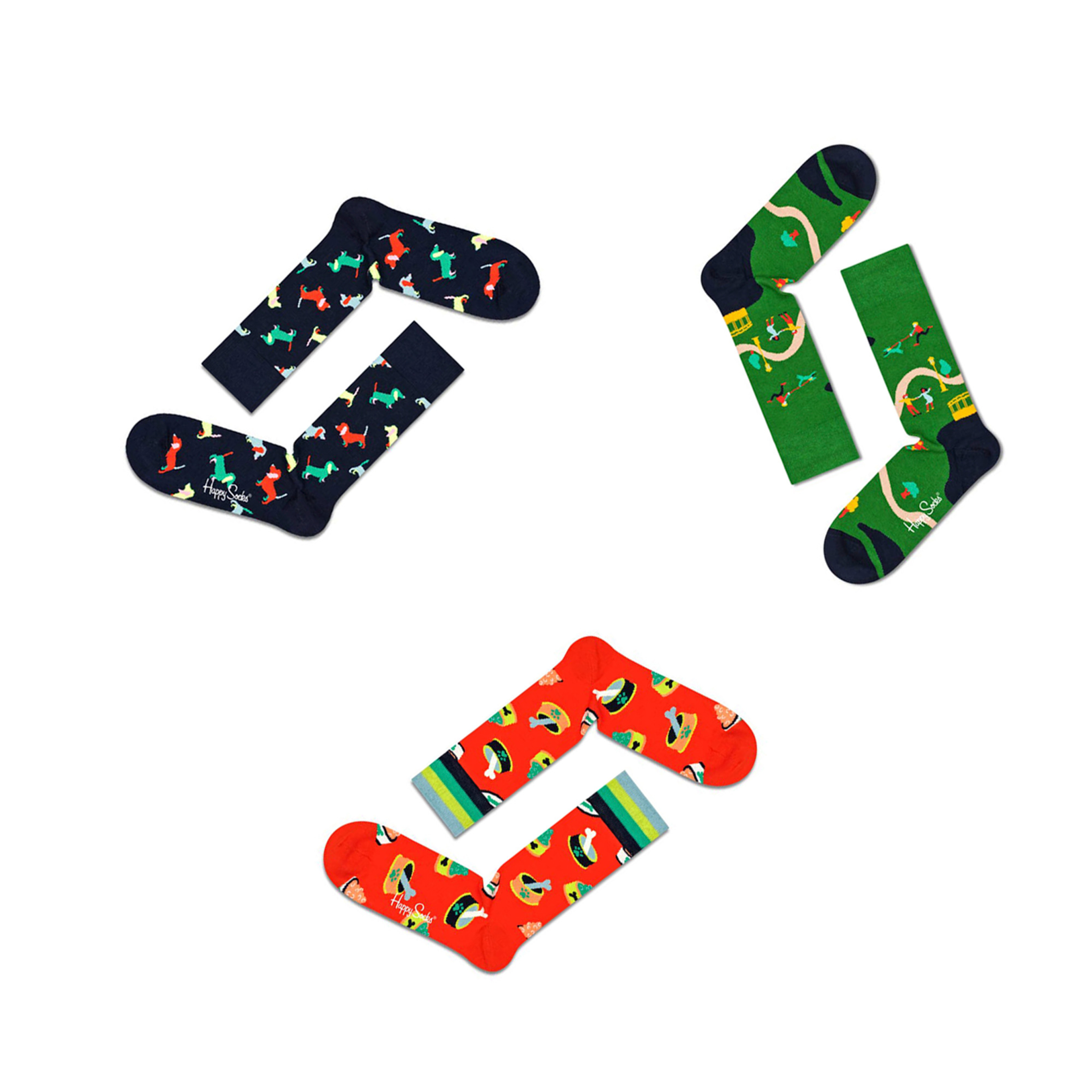 Pack 3 Pares De Calcetines Happy Socks Perritos - multicolor - 