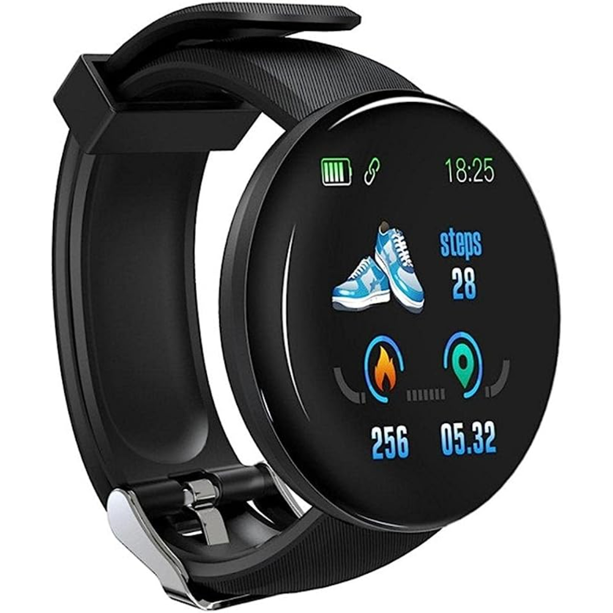 Relógio Do Smartwatch Klack Kd18 Com Tela De Tft De 1,3 ", Freqüência Cardíaca, Pressão Arterial E Notificações Negras