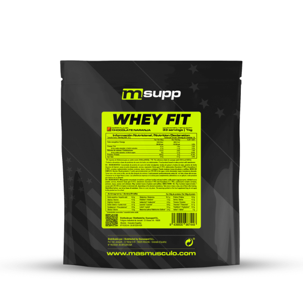 Whey Fit - 1kg De Masmusculo Fit Line Sabor Chocolate Con Naranja