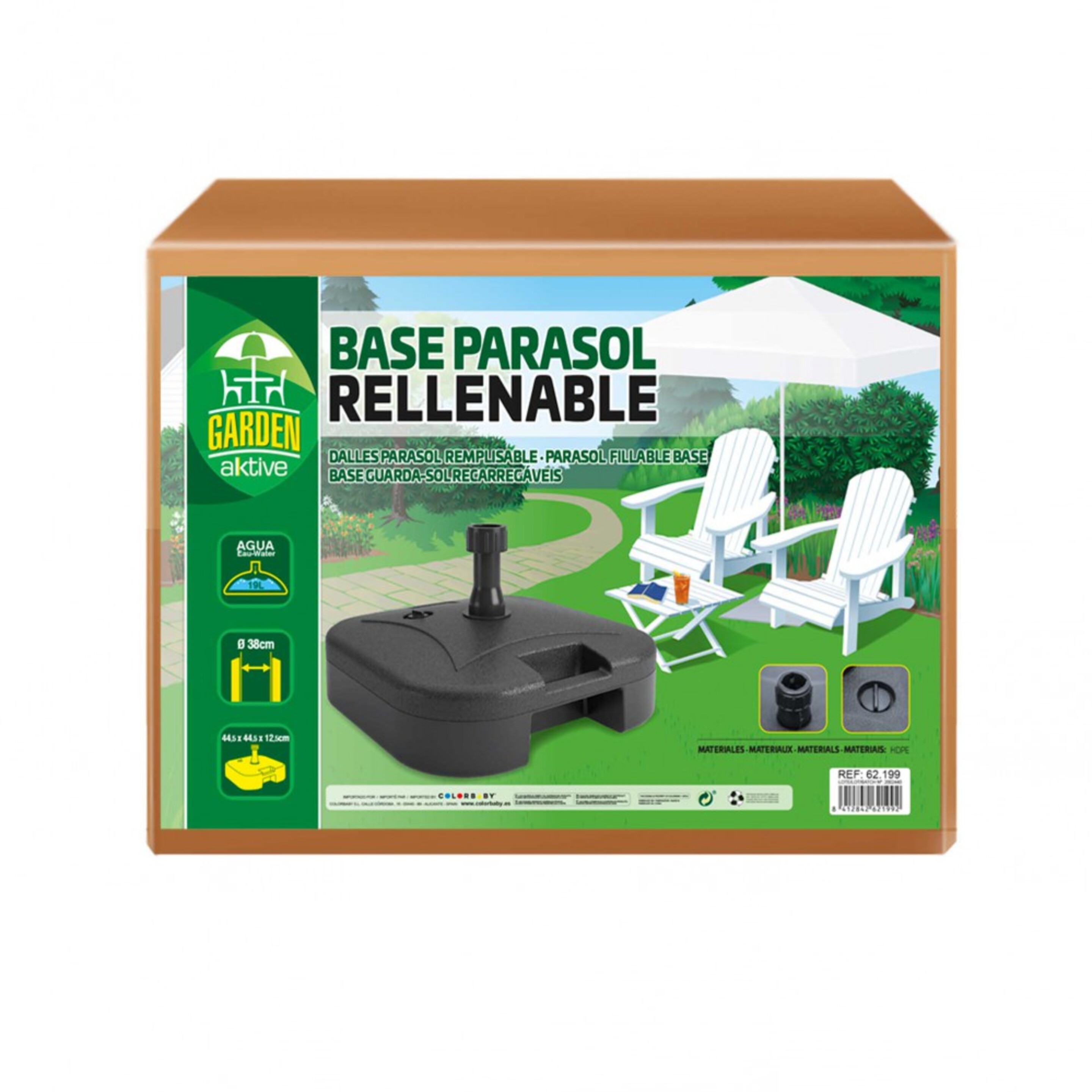 Soporte De Plástico Rellenable Para Sombrillas 20 Kg Aktive Garden