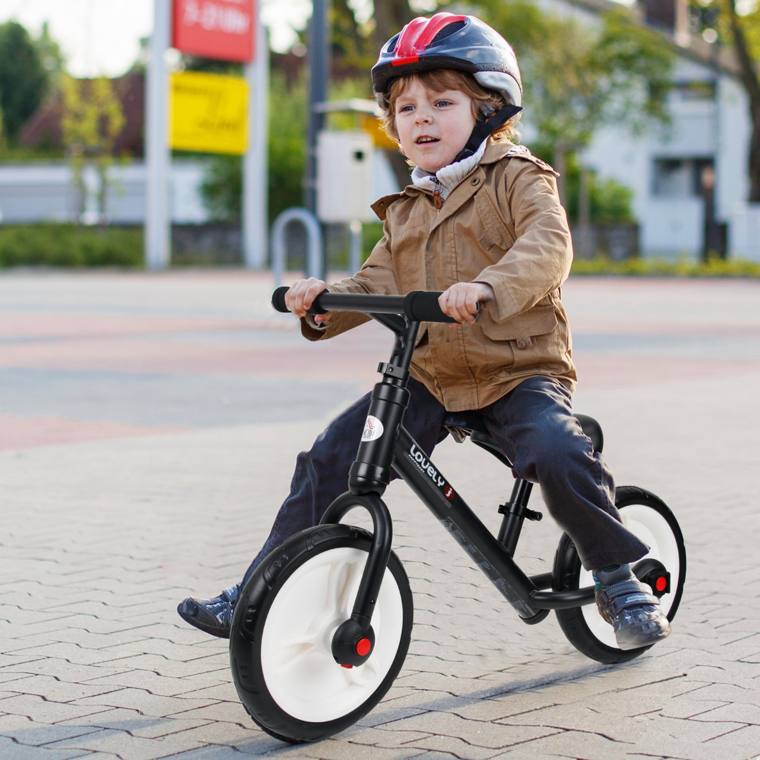 Homcom Bicicleta De Equilibrio Con Pedales Y Ruedas Entrenamiento Extraíbles Negro