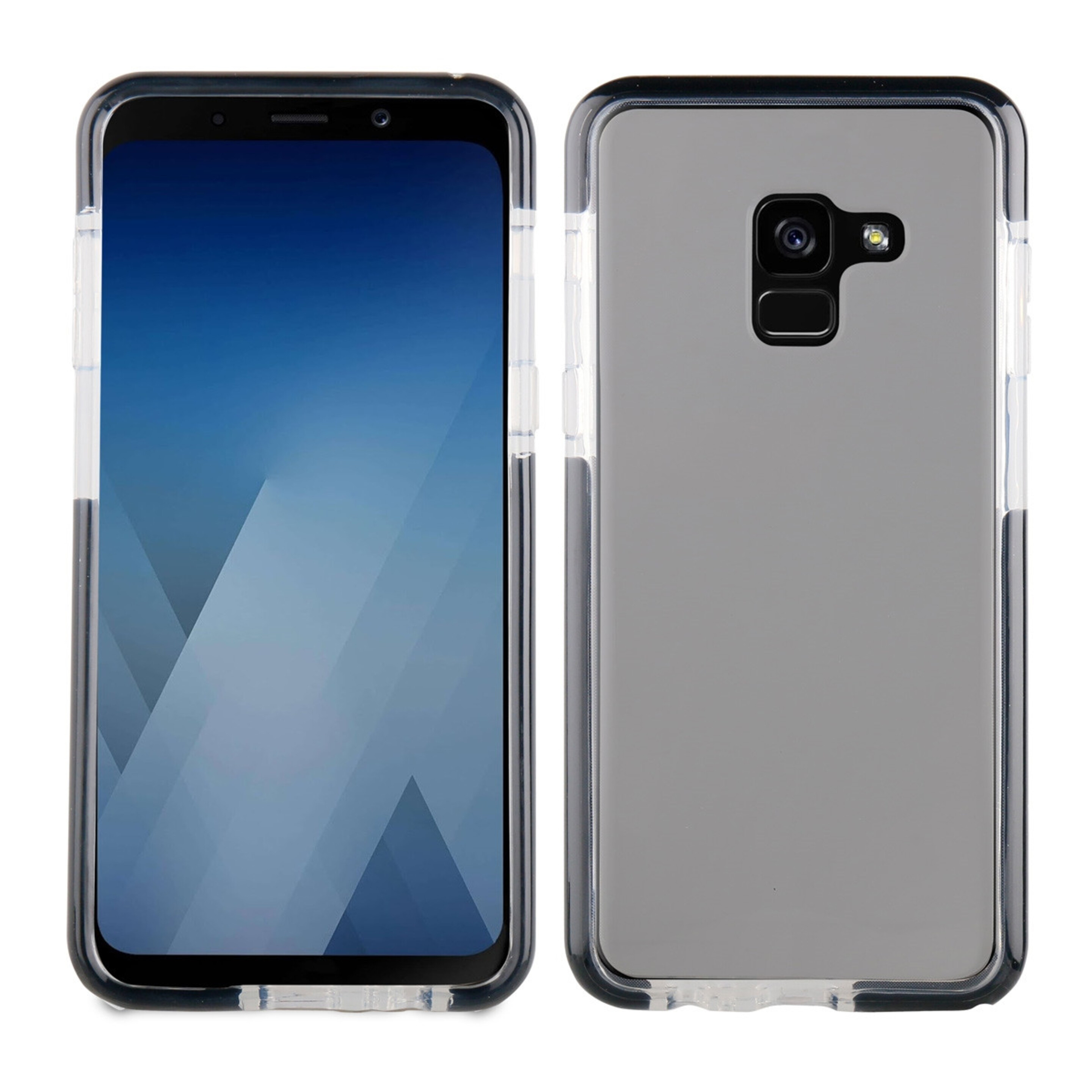 Muvit Pro Funda Cristal Soft Bump Samsung Galaxy A8 2018 Shockproof Transparente + Borde Negro