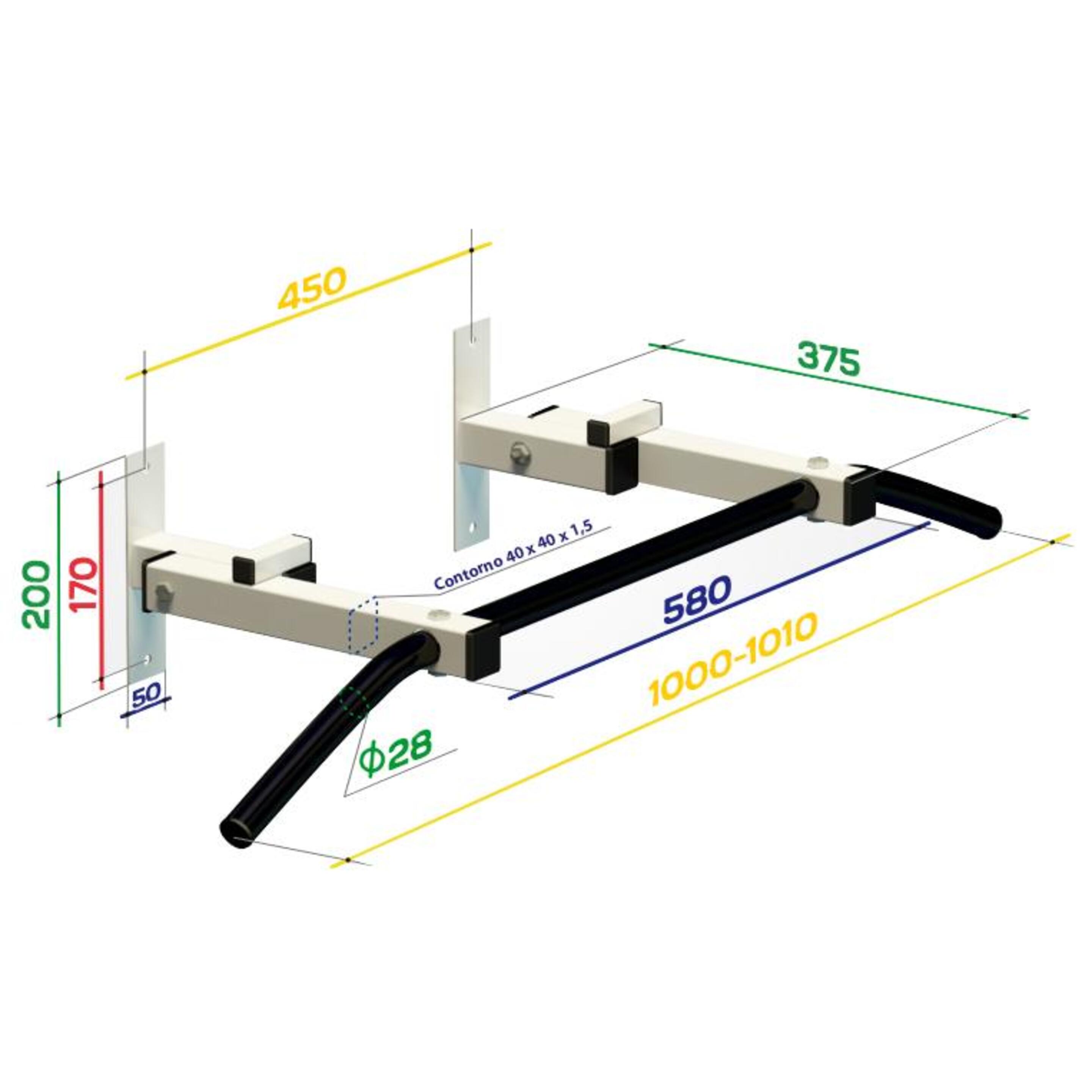 Barra De Dominadas De Pared Con Agarre Ancho Hasta 200 Kg Spektr 3