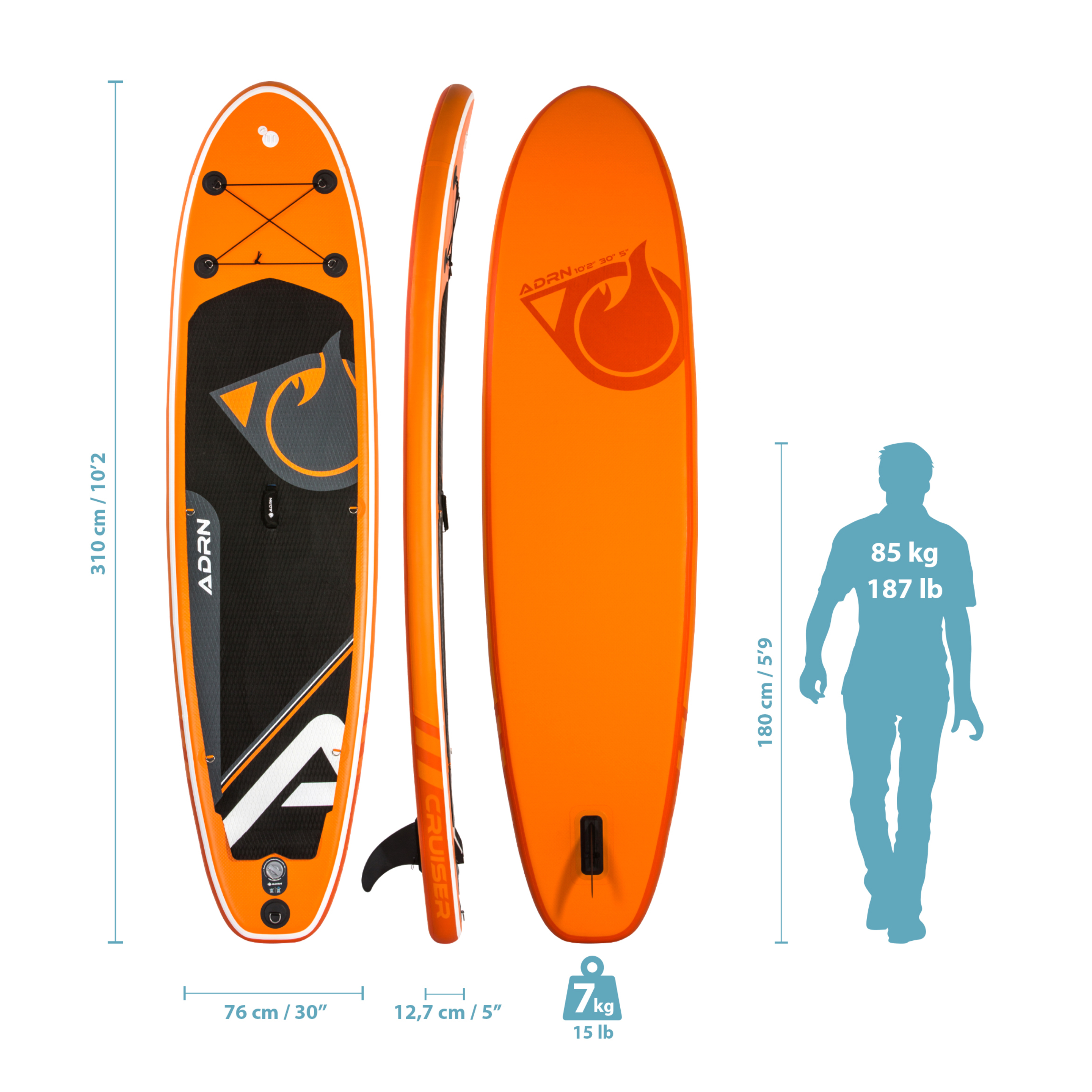 Stand Up Paddle Inflable Cruiser 10'2 (310cm) 30'' (76cm) 5'' (12,7cm)