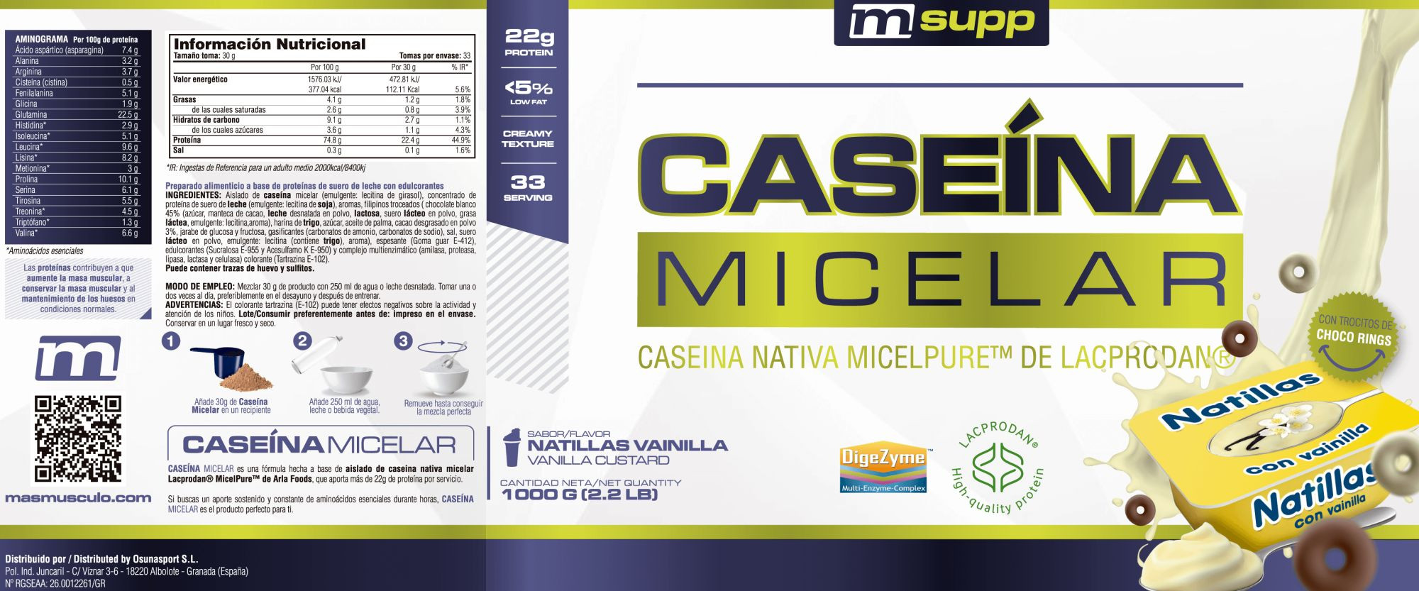 Caseína Micelar Nativa Micelpure™ - 1kg De Mm Supplements Sabor Natillas Tradicionales