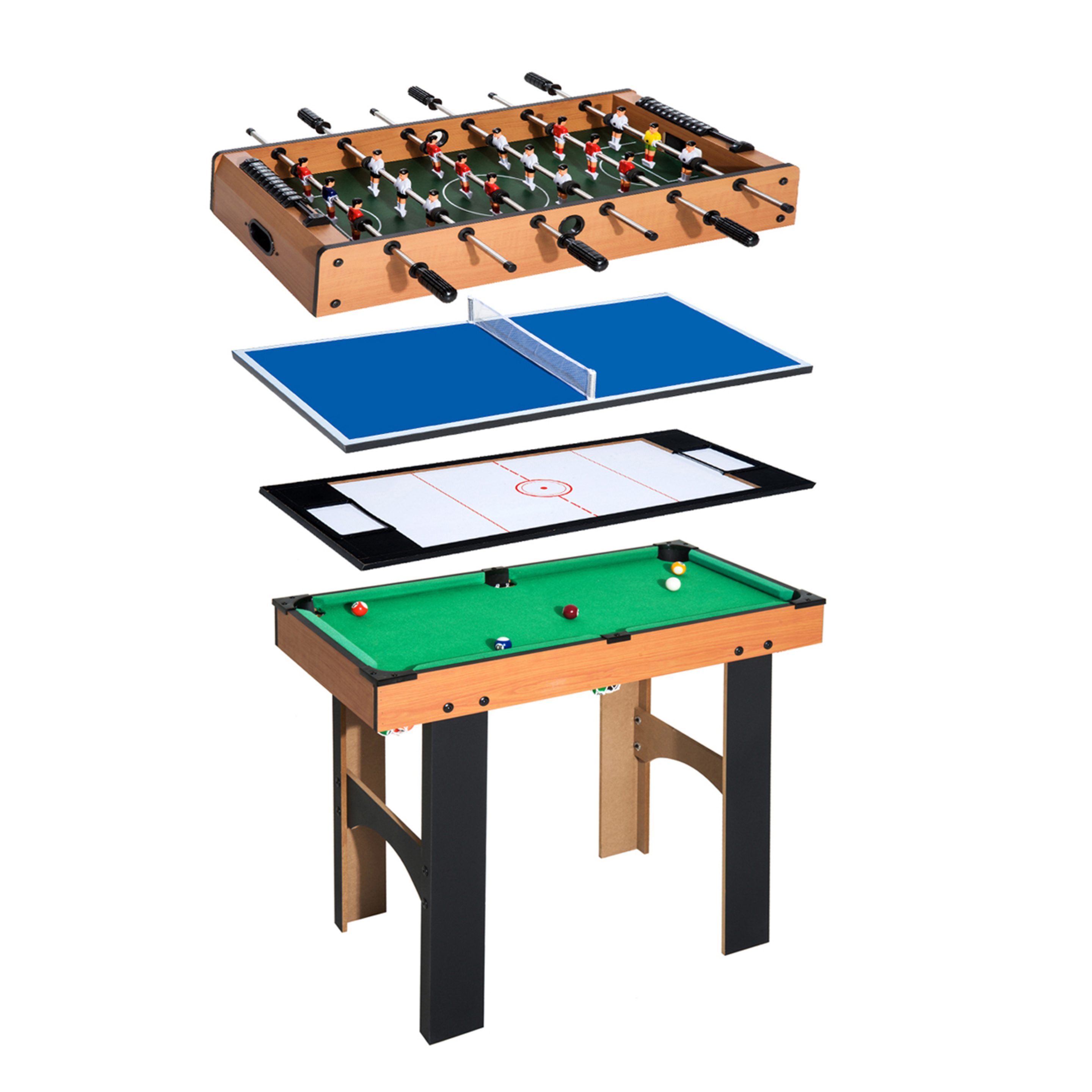 Homcom Mesa Multijuegos 4 En 1 Incluye Futbolín Air Hockey Ping-pong