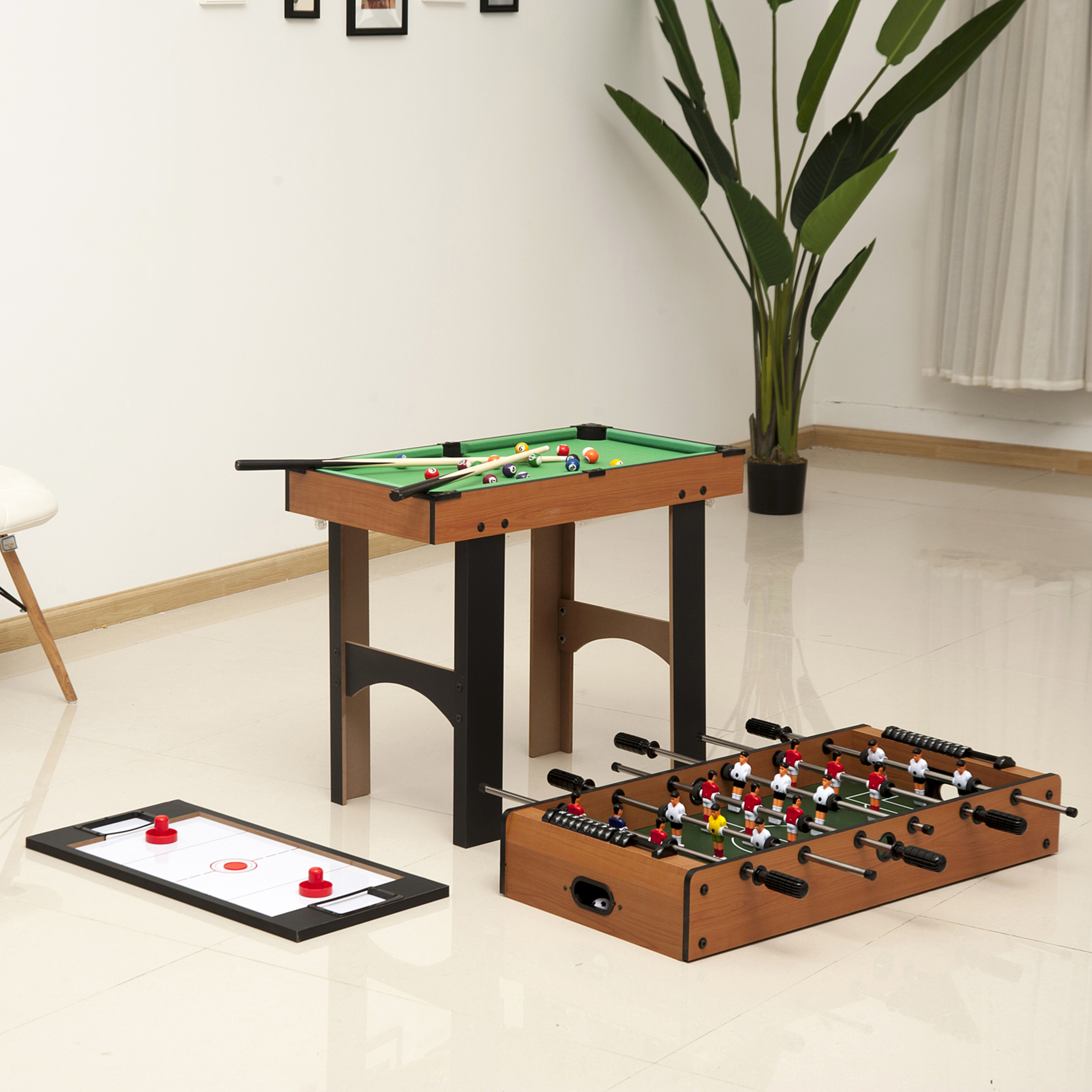 Homcom Mesa Multijuegos 4 En 1 Incluye Futbolín Air Hockey Ping-pong