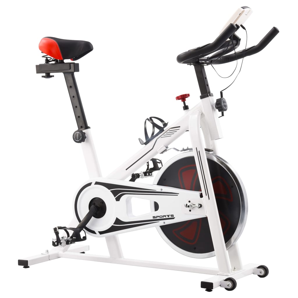 Vidaxl Bicicleta De Training C/ Sensores De Pulso Branco E Vermelho