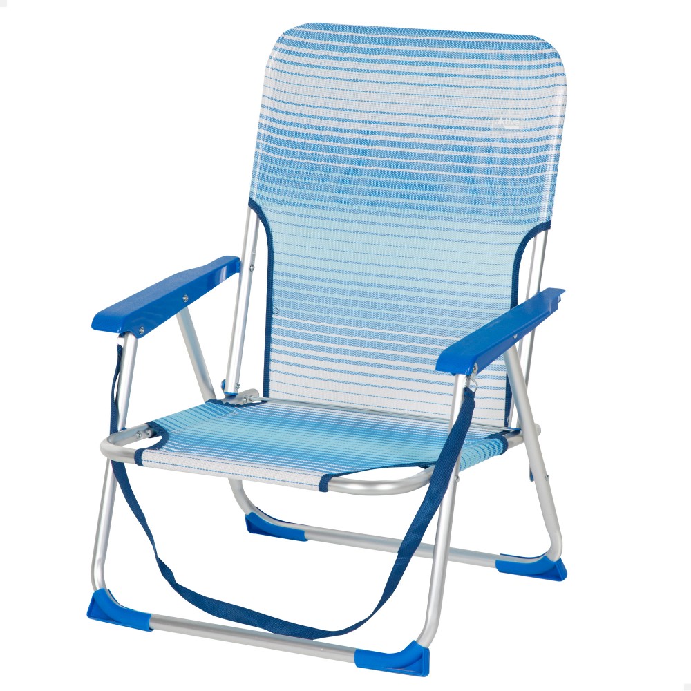 Cadeira De Praia Baixa Dobrável Aktive Listras Azuis C/alça De Ombro