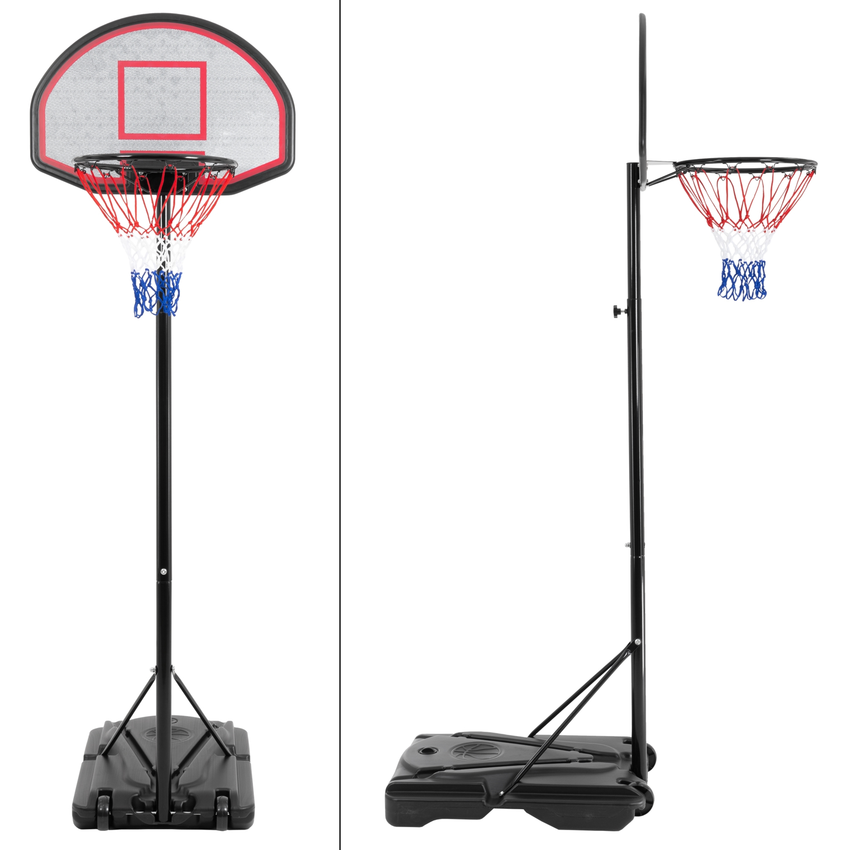 Cesto De Basquetebol Em Suporte Com Altura Ajustável De 262 Cm No Interior E No Exterior Em Aço