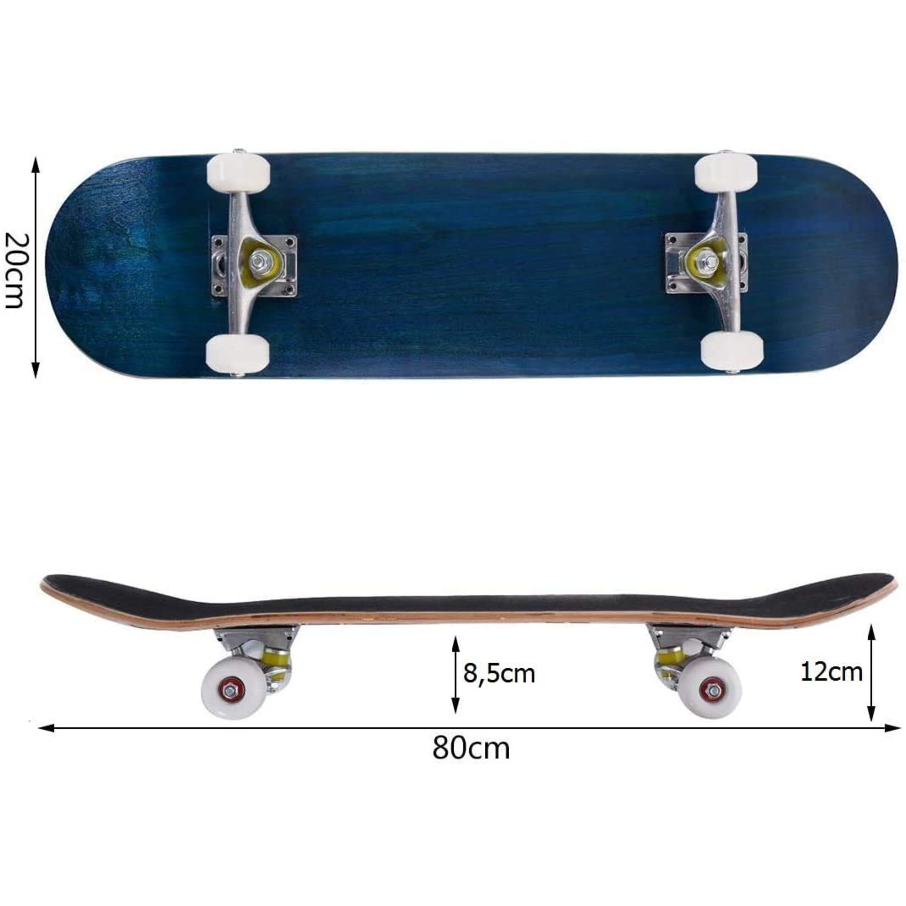 Monopatín Skateboards 79 X 20 Cm Con 4 Pu Ruedas Costway - Azul Oscuro/Negro  MKP