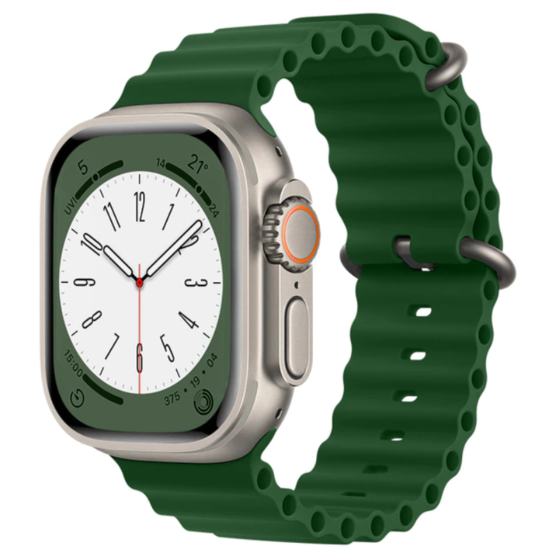 Correa De Silicona Compatible Con Apple Watch 42/44/45/49mm Smartek Smtk-ocean - verde-oscuro - 