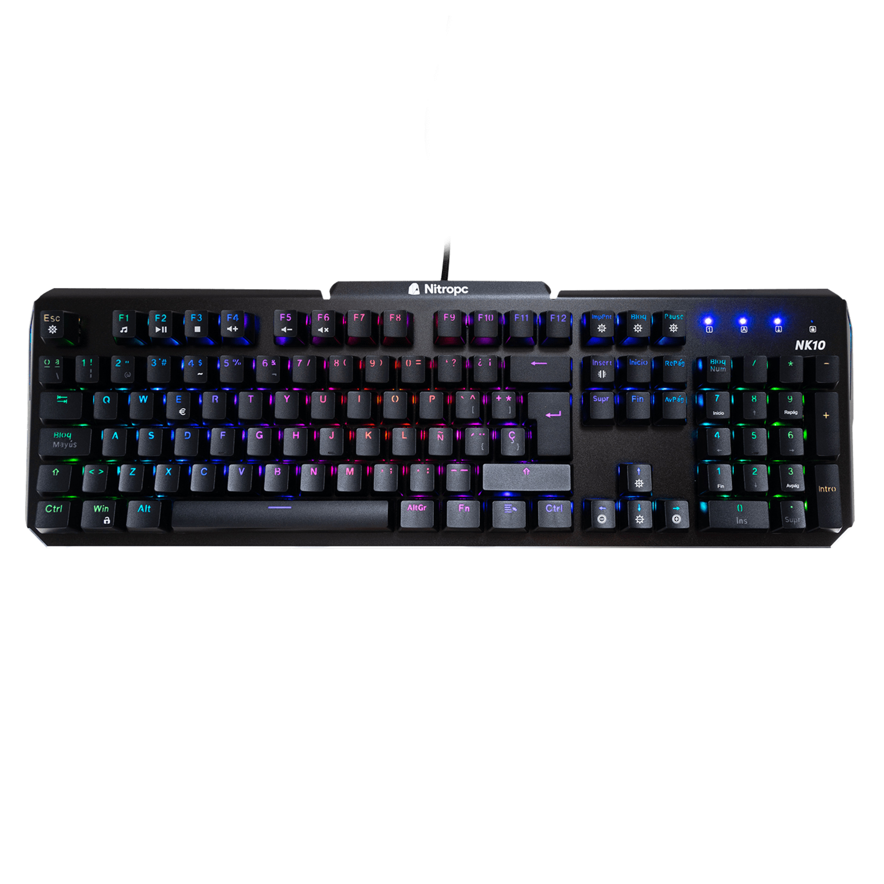 Teclado De Jogos - Nitropc Nk10 Mecânico Com Interruptores ópticos Azuis E Iluminação Rgb