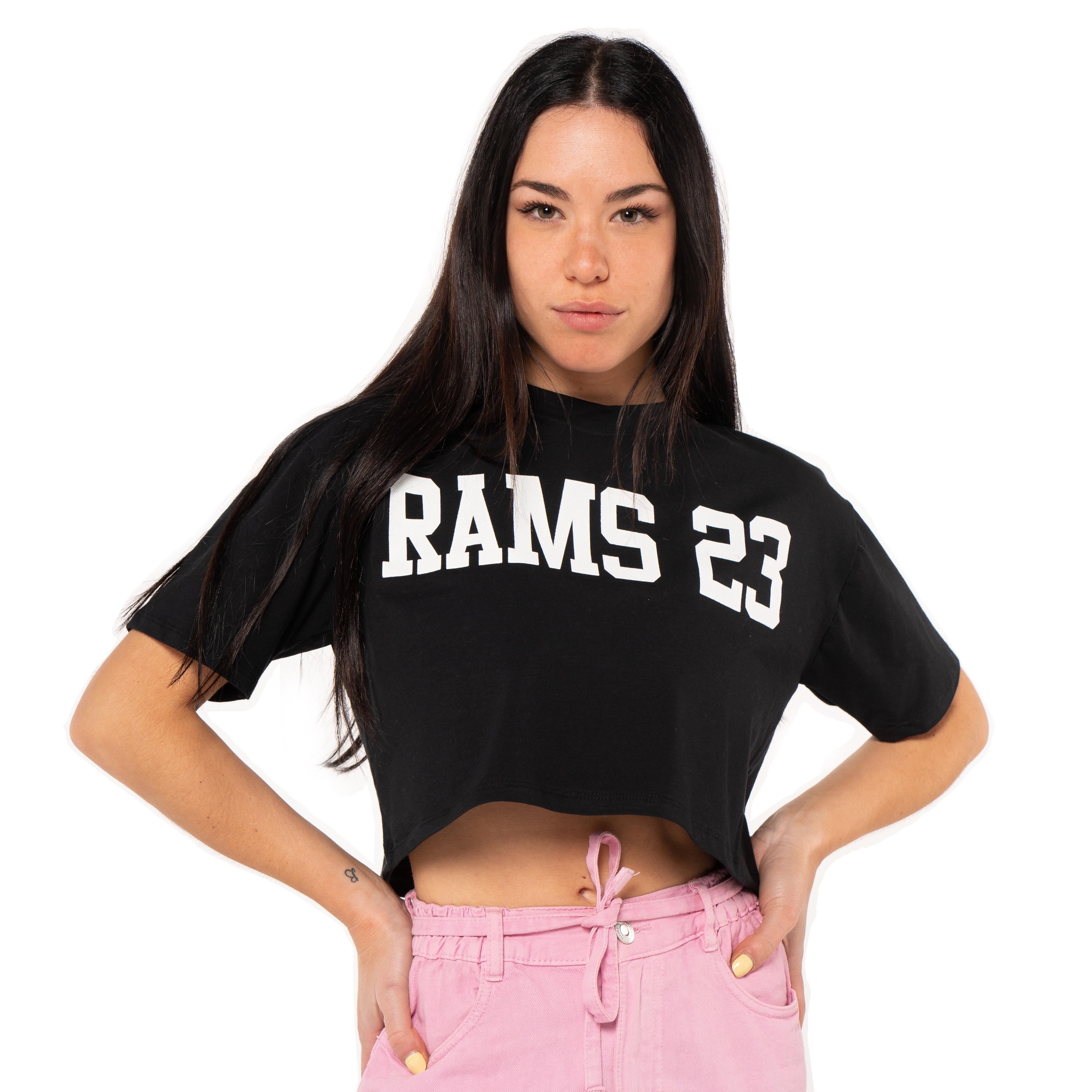 Camiseta Oversize Corta Estampado Grande Rams 23 - negro - 