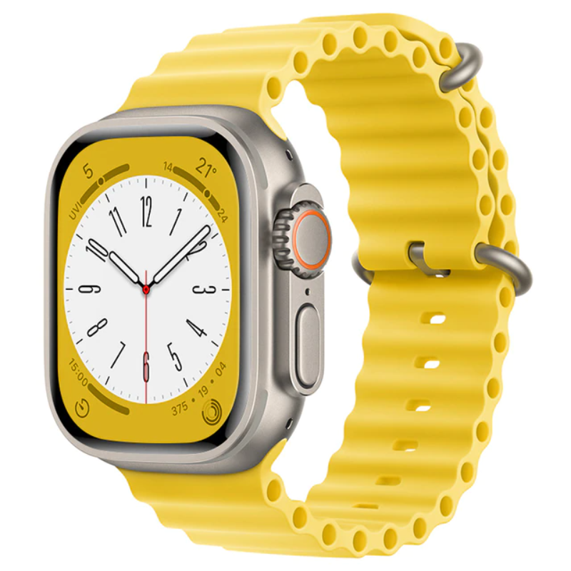 Correa De Silicona Compatible Con Apple Watch 42/44/45/49mm Smartek Smtk-ocean - amarillo - 