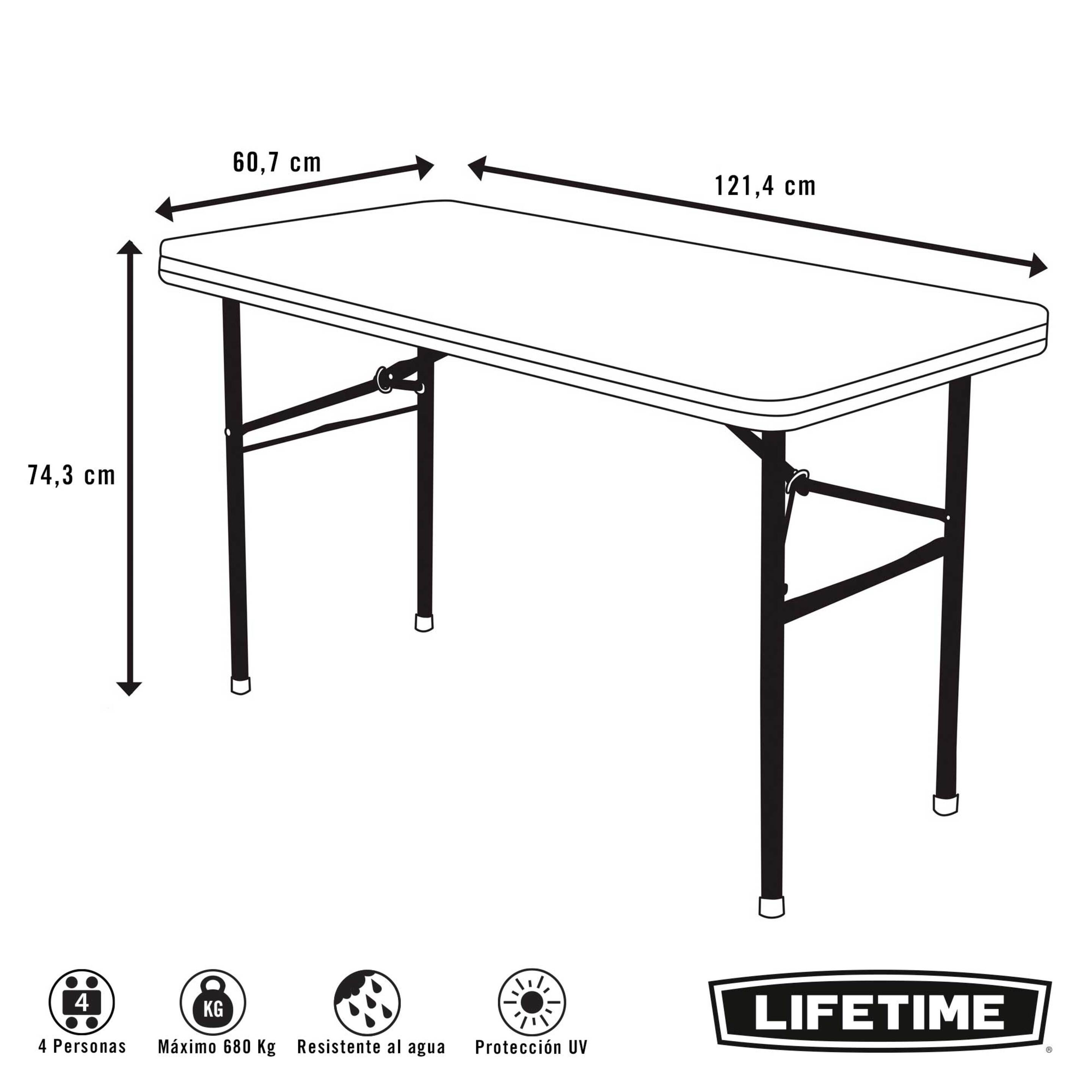 Mesa Plegable Multiusos Ultrarresistente Lifetime 122x61x74 Cm Uv100