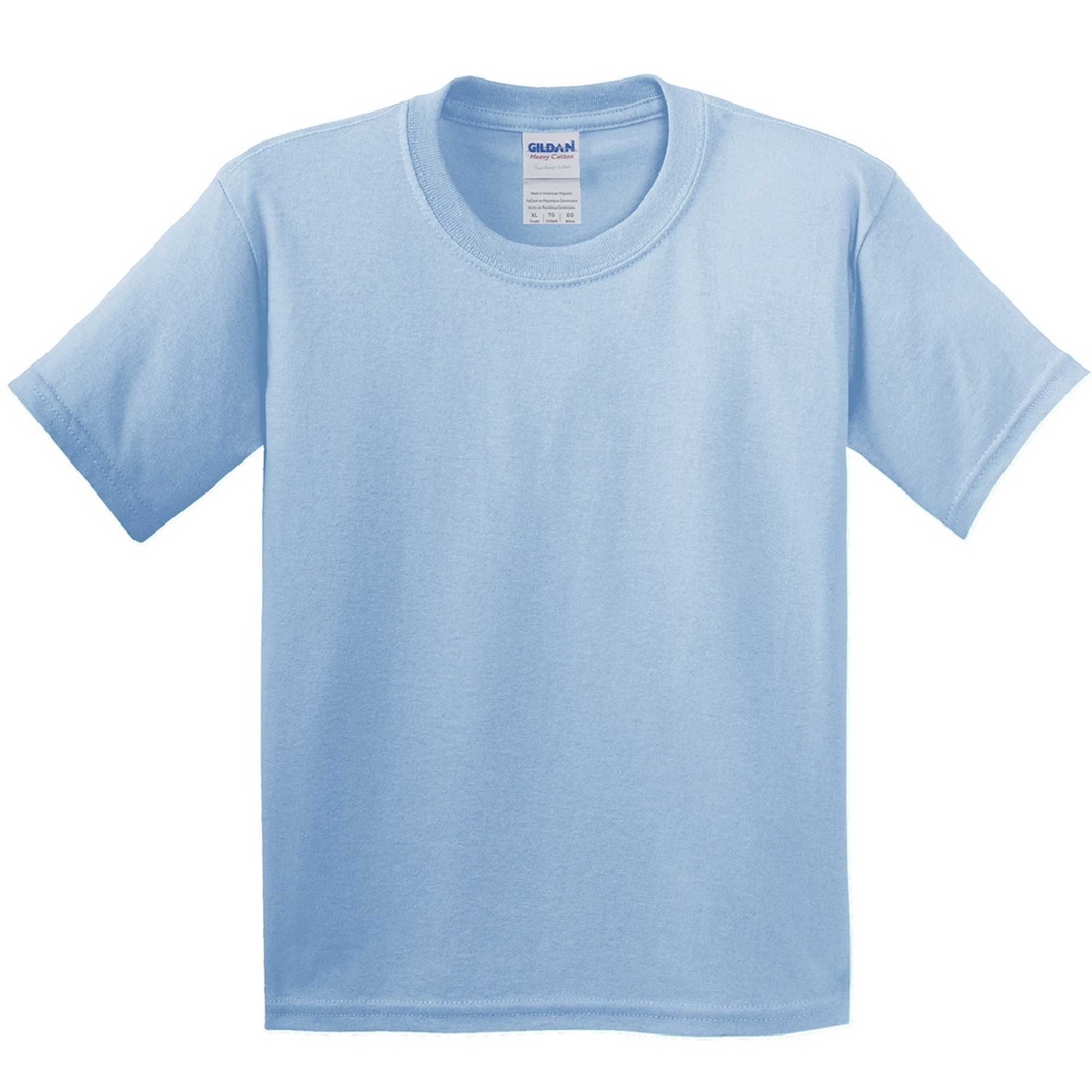 Camiseta Básica De Manga Corta Con Algodón Grueso Gildan - azul-cielo - 