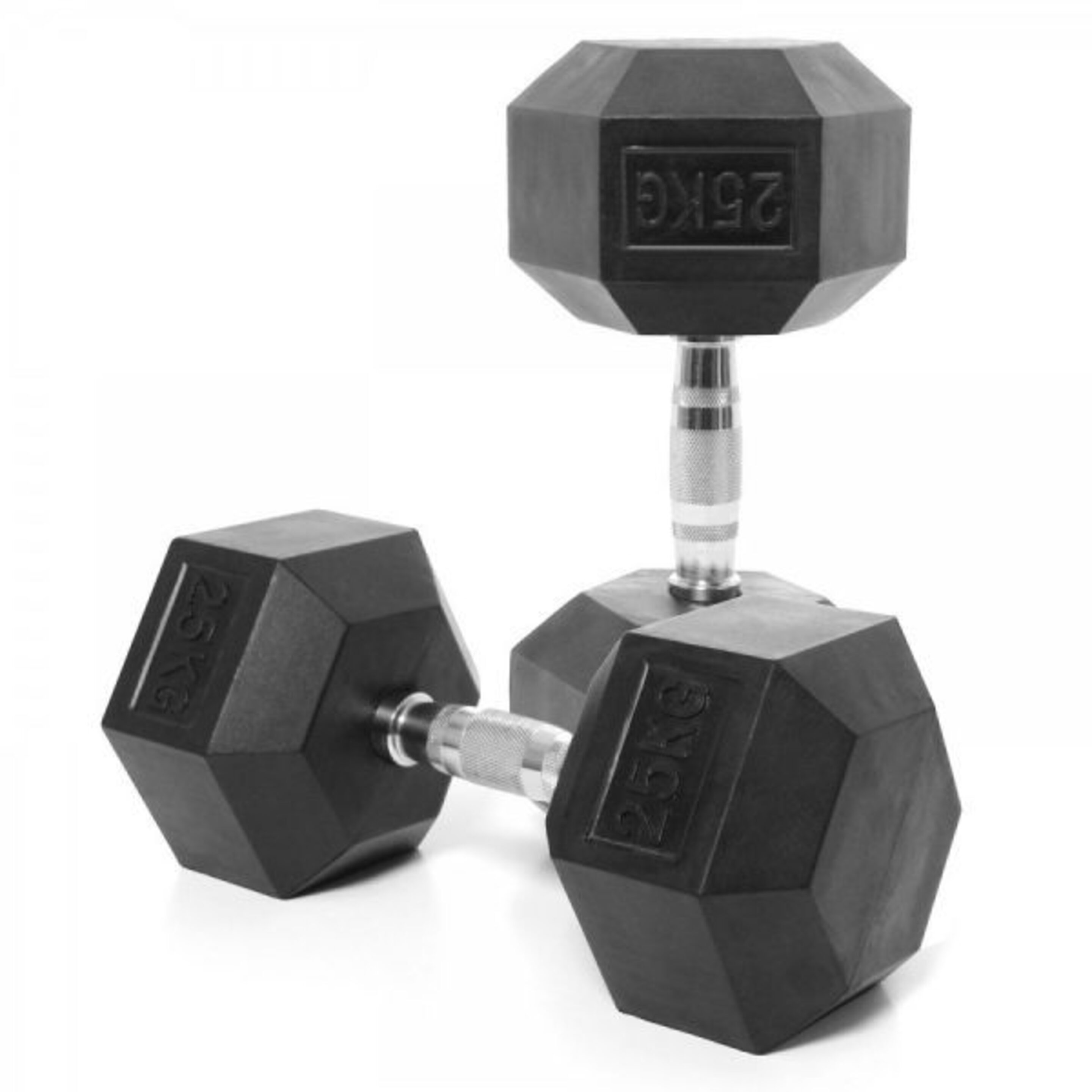 Set 2 Ud Mancuerna Hexagonal Goma Negra 25 Kg