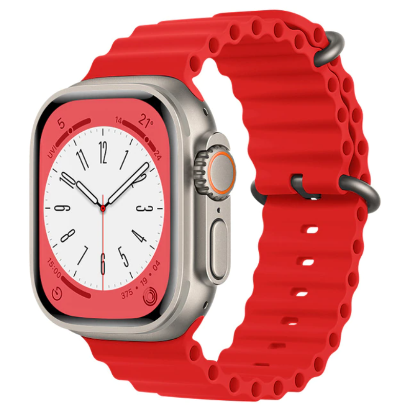 Correa De Silicona Compatible Con Apple Watch 42/44/45/49mm Smartek Smtk-ocean - rojo - 