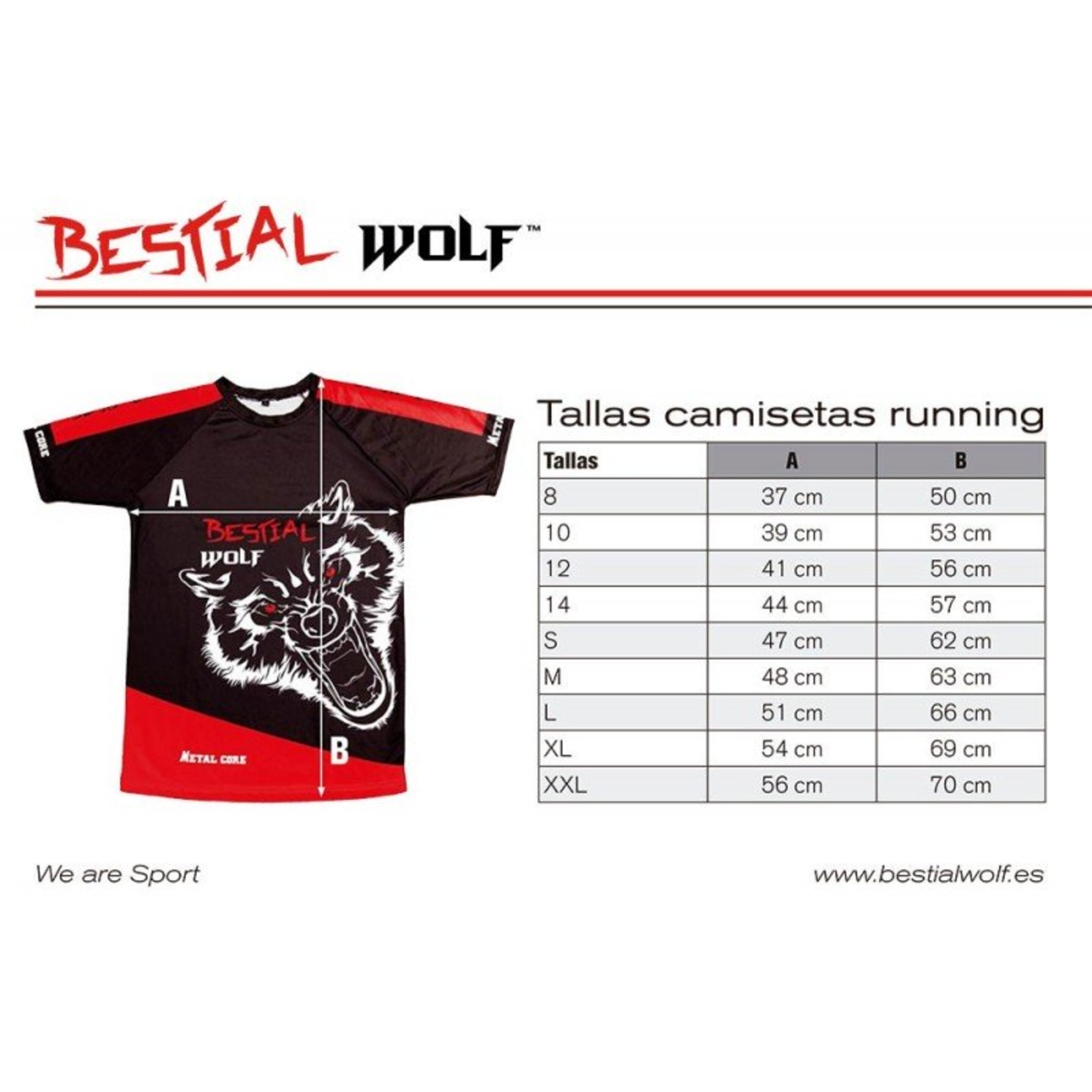 T-shirt Running Bestial Wolf Speedy - Preto/Vermelho - Vestuário Desportivo | Sport Zone MKP