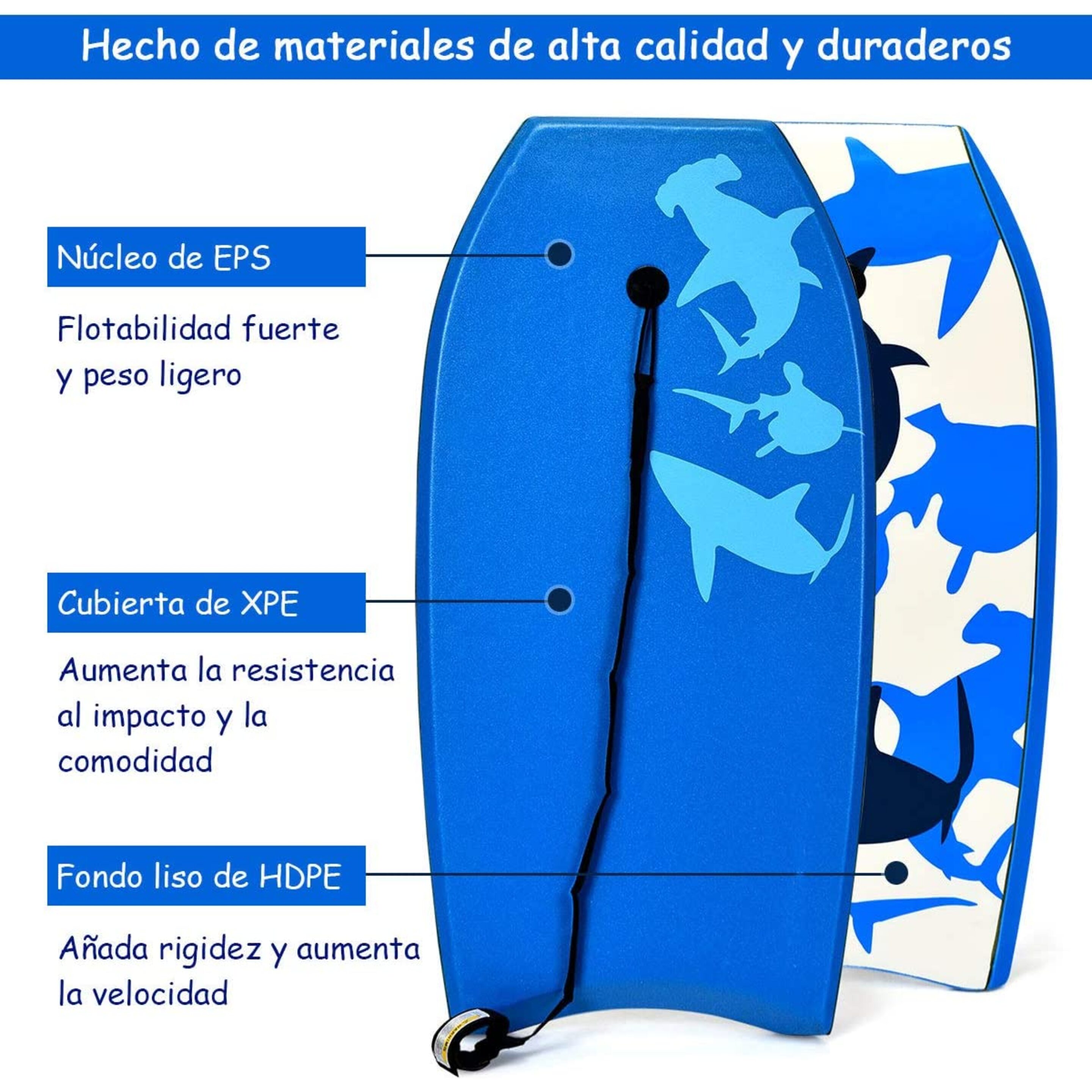 Bodyboard Con Correa Costway  104x52x6cm - Azul  MKP