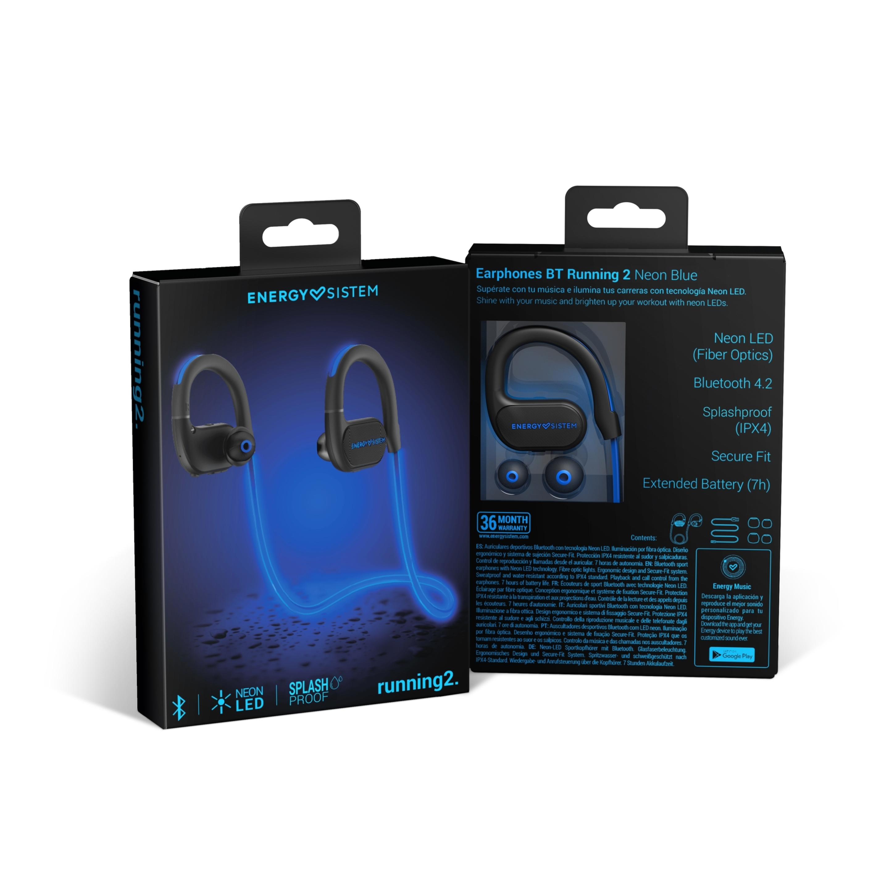 Energy Sistem Earphones Bt Running 2 Neon Blue - Auscultadores