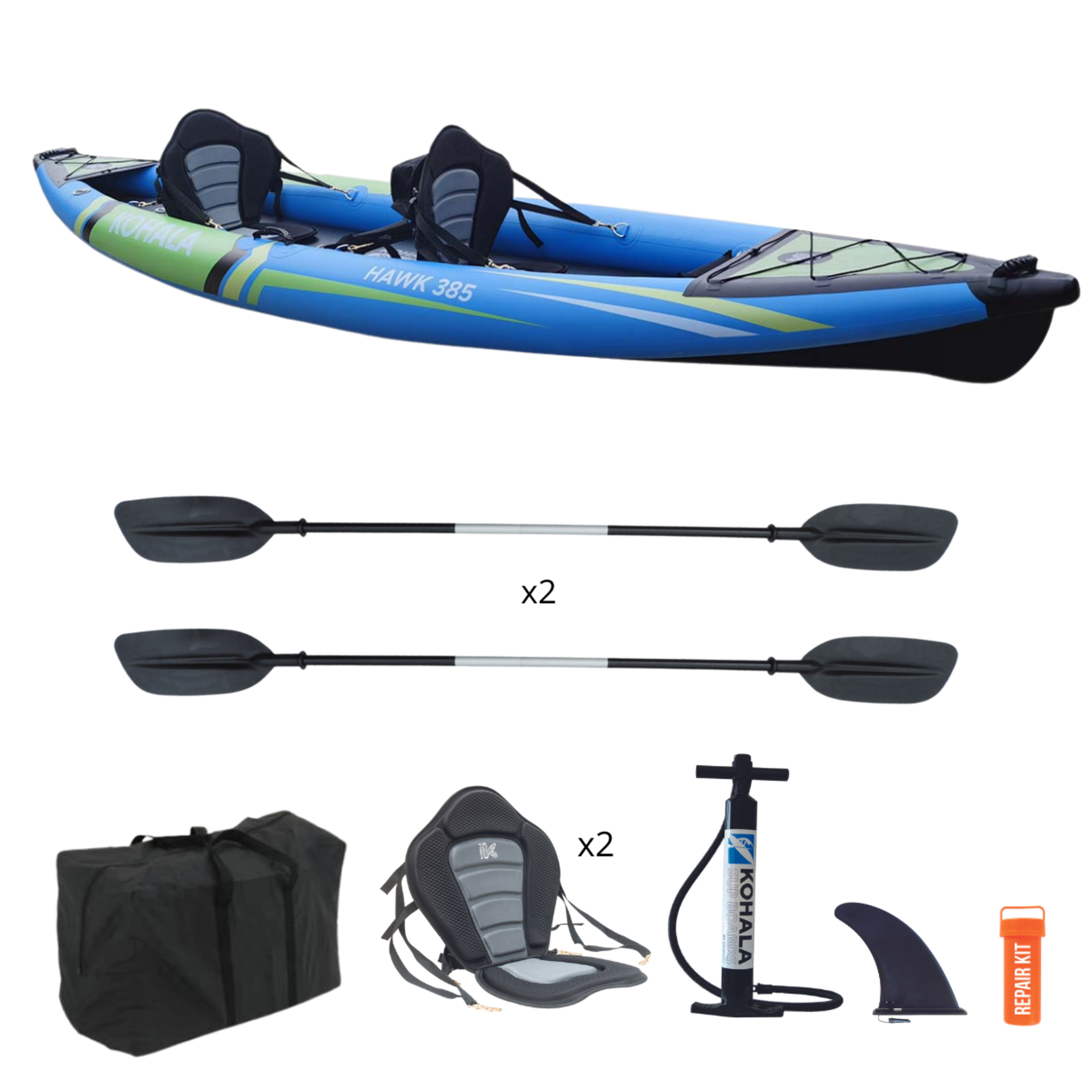 Kayak Hinchable 2 Plazas  Kohala Hawk 385 X 80x38 Cm