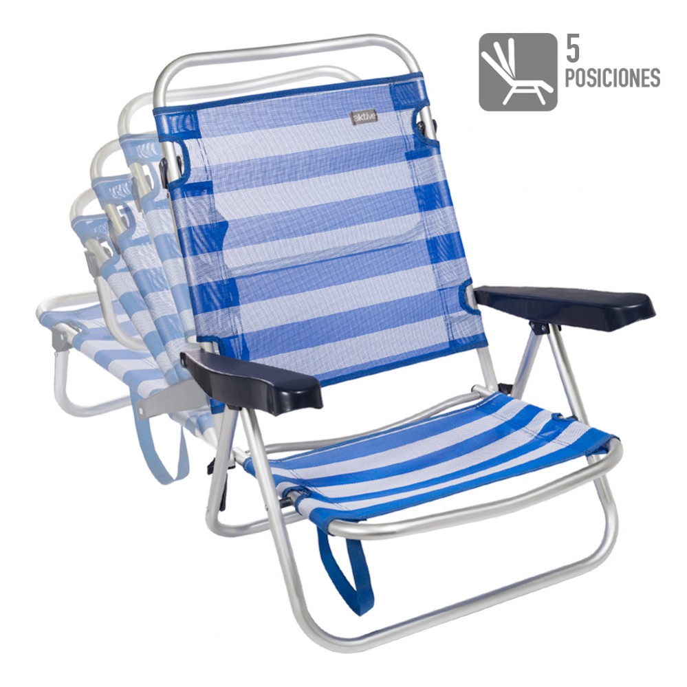 Cadeira Dobrável Multiposição Alumínio Aktive Beach - Marinheiro