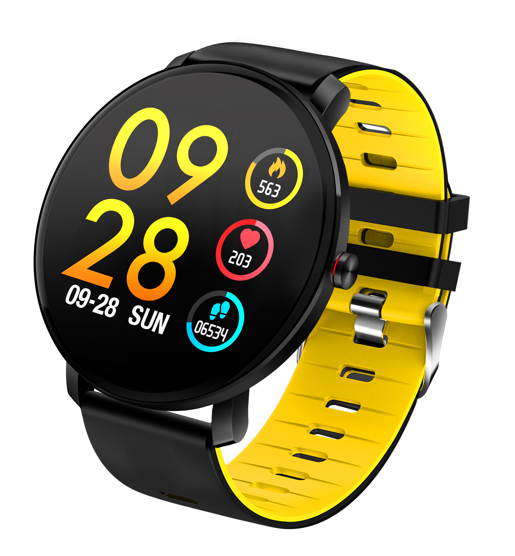 Reloj Inteligente Smartwatch Redondo Ip68 Amarillo