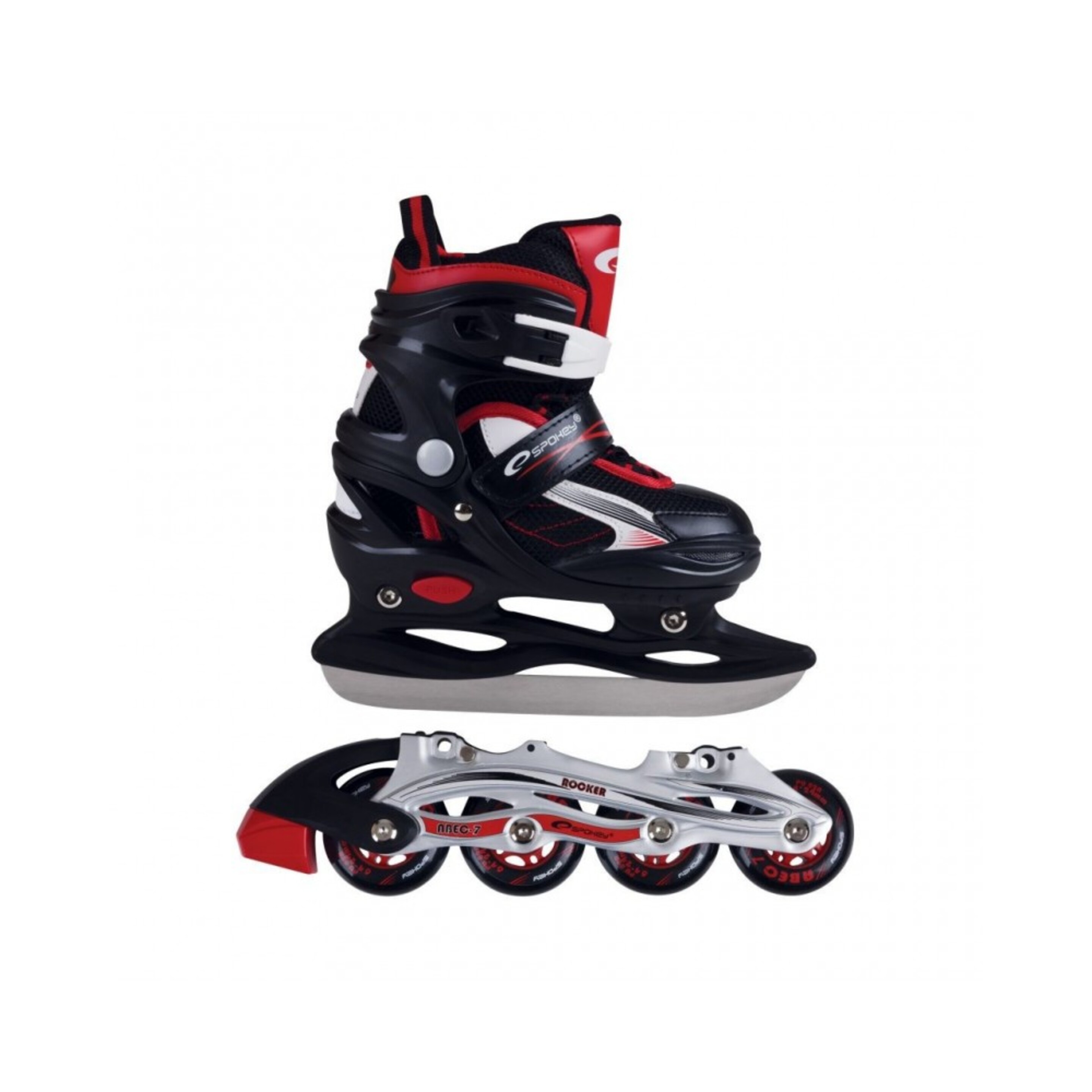 Patines 2 En 1 Con Ruedas Y Cuchillas De Hielo Rocker Rojo Talla 34-37