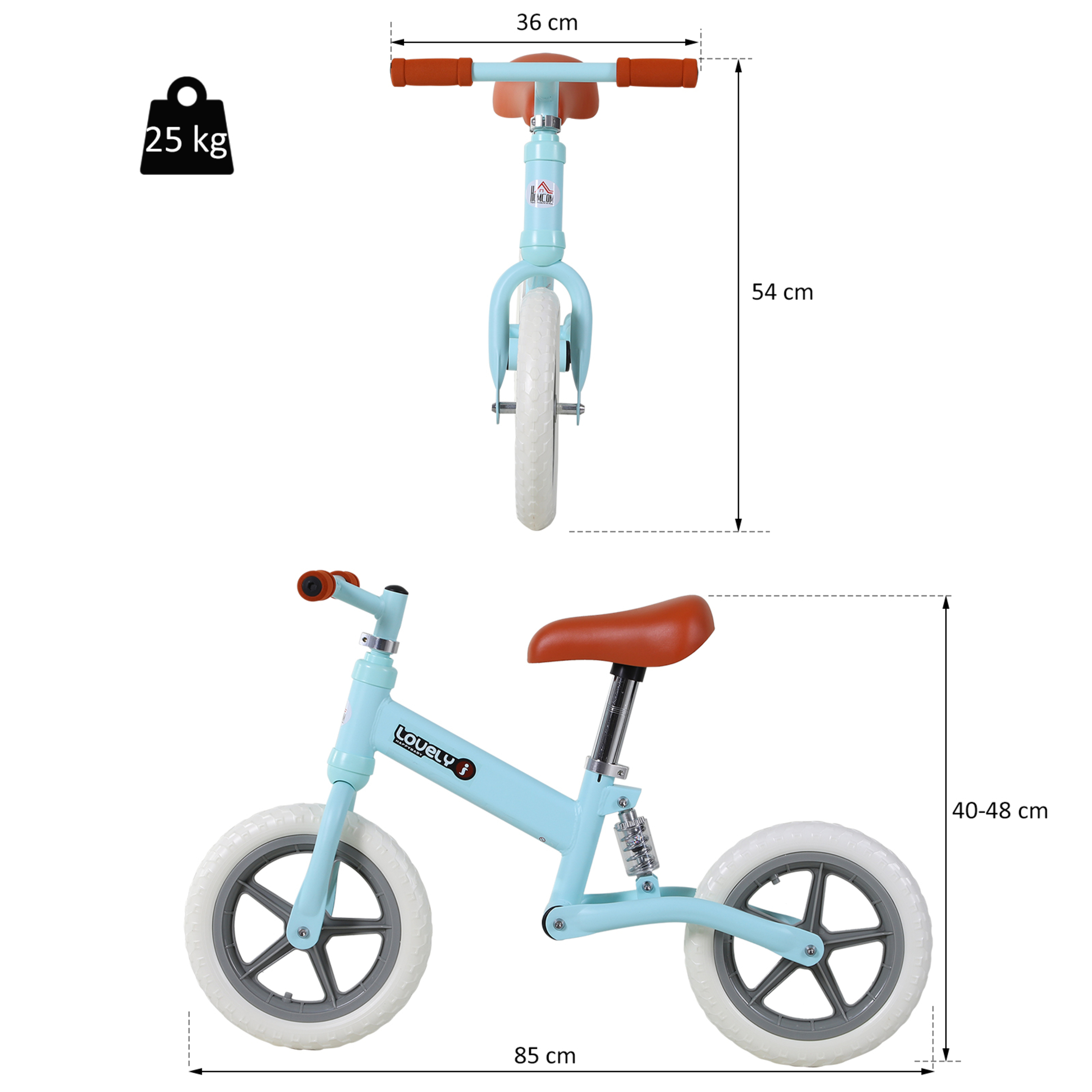 Homcom Bicicleta Sin Pedales De Equilibrio 85x36x54 Cm Azul