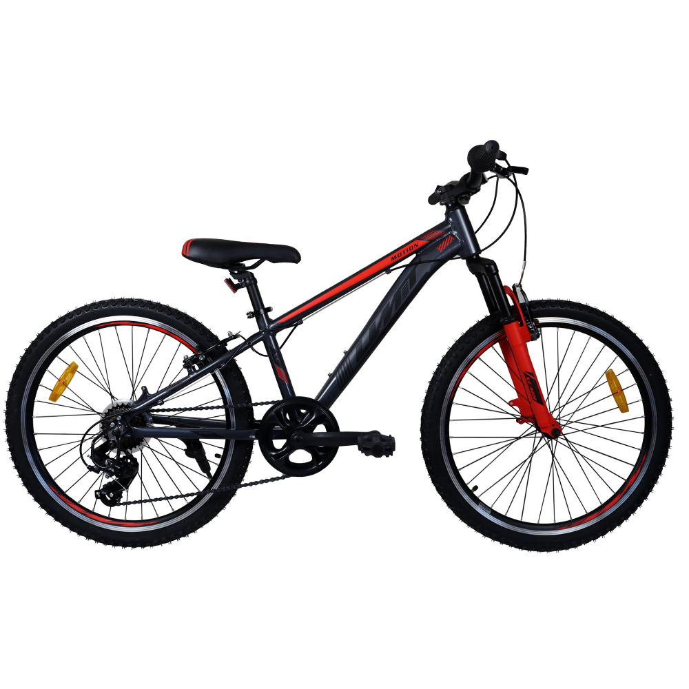 Bicicleta Infantil 24” Umit Cuadro Aluminio 7v - gris-rojo - 