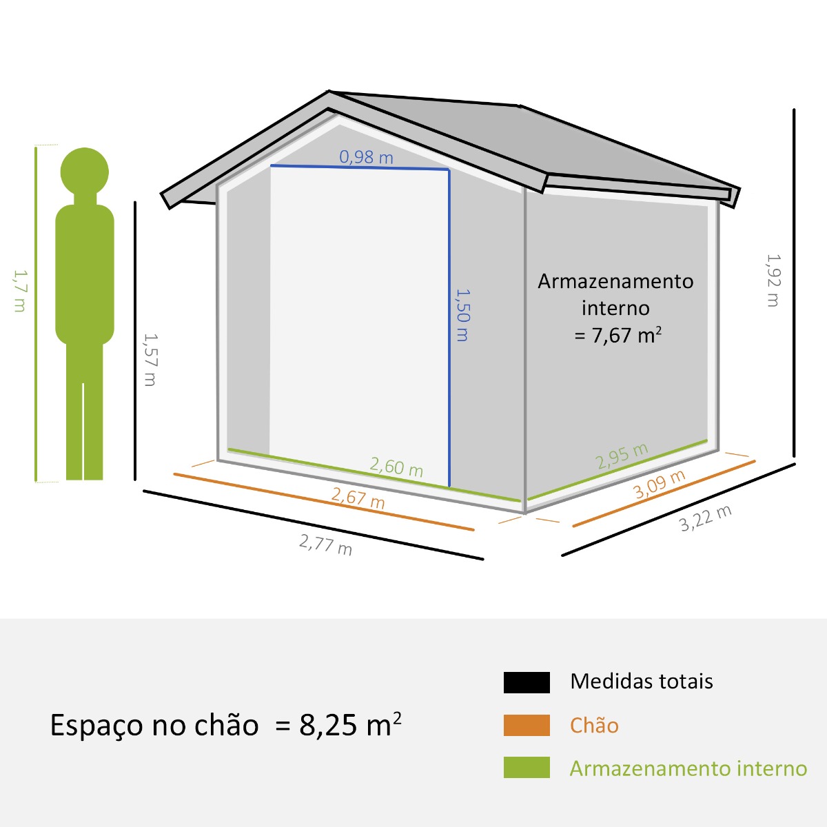 Abrigo Armazenamento Outsunny 845-031v02