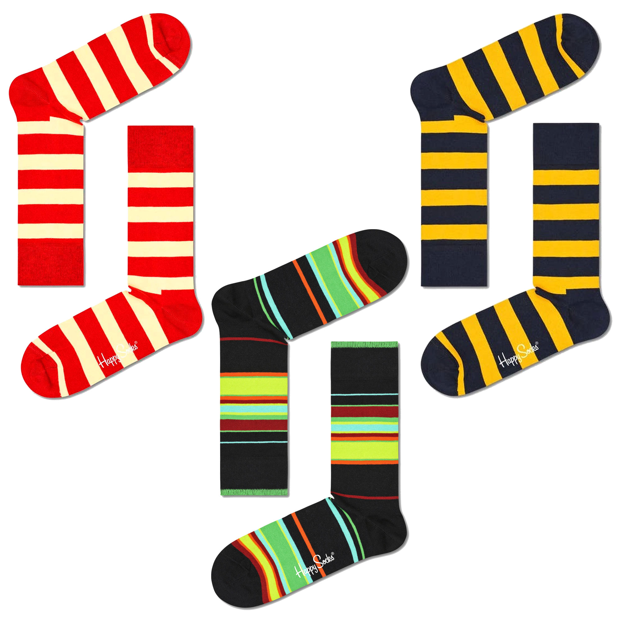 Pack 3 Pares De Meias Happy Socks Stripe Multicolores