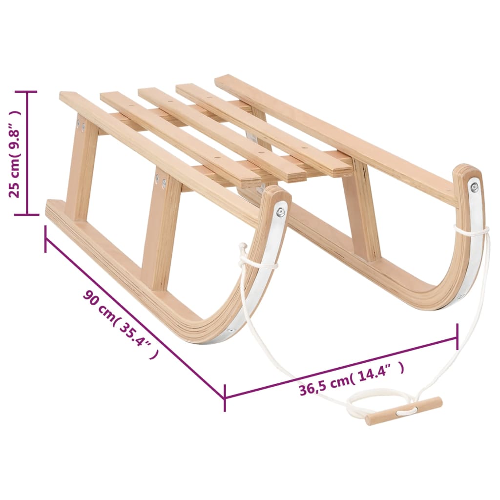 Trineo De Nieve Madera Contrachapada Vidaxl 90x36,5x25 Cm