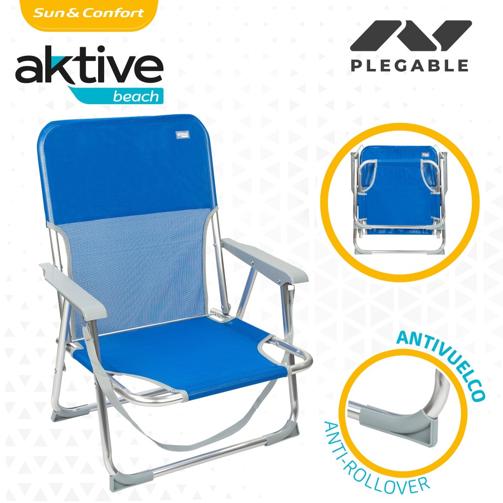 Cadeira De Praia Dobrável Fixa Alumínio Com Asa Aktive
