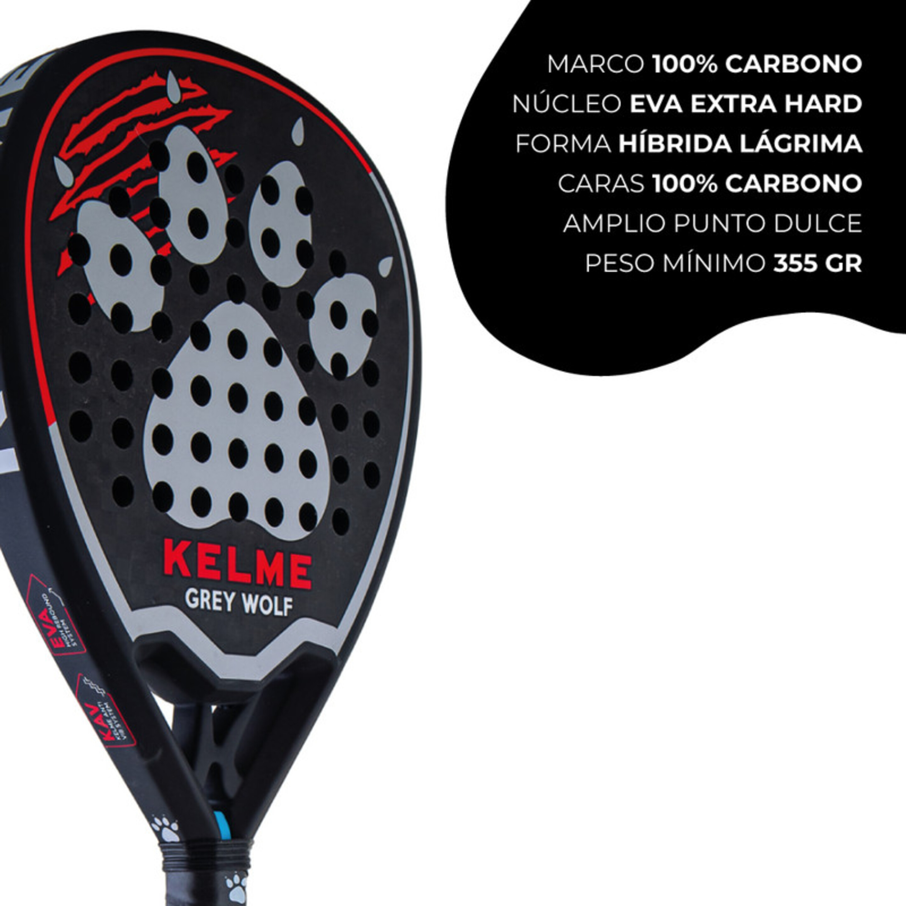 Pala Pádel Kelme Grey Wolf + Botella